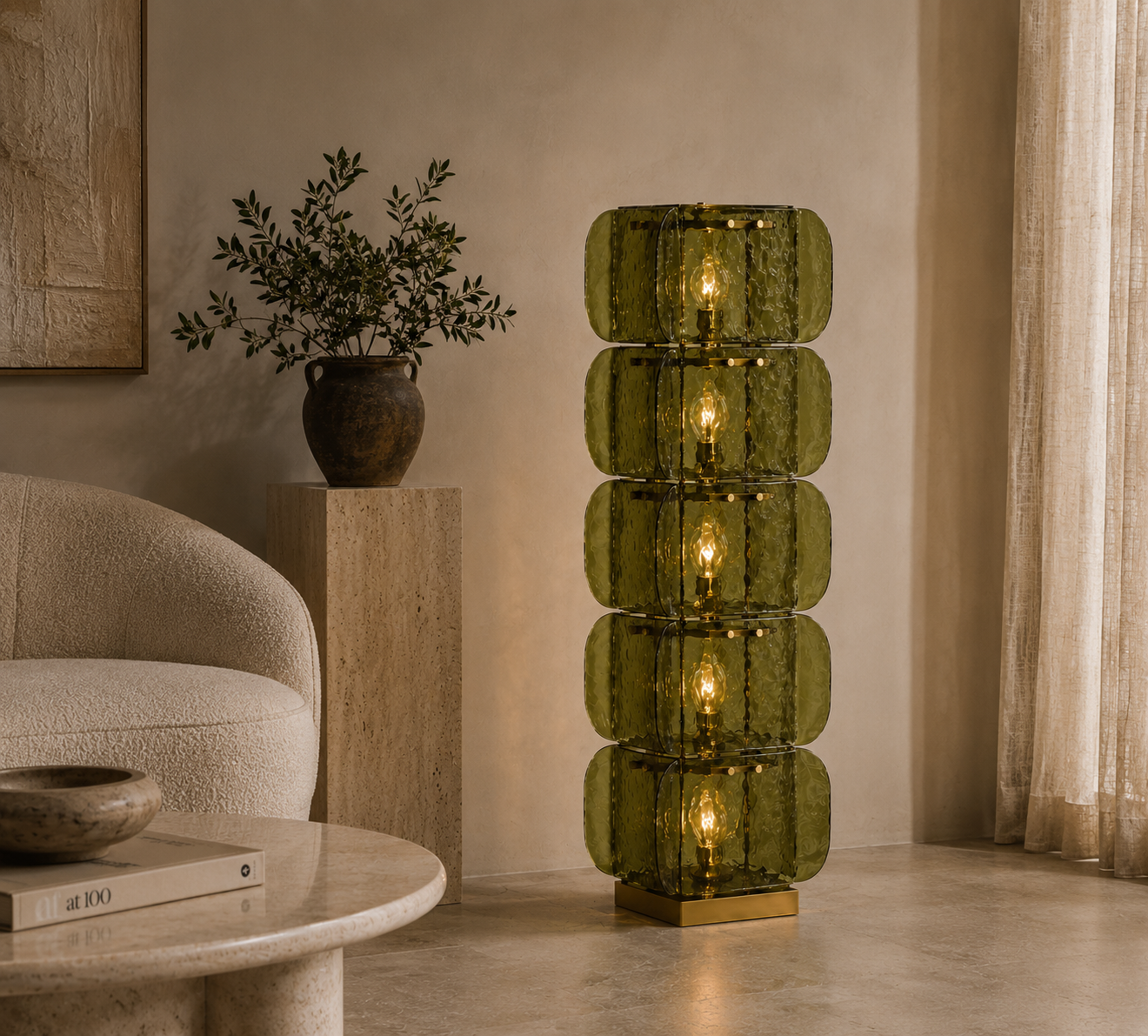 Noomi Olive Arco Floor Lamp