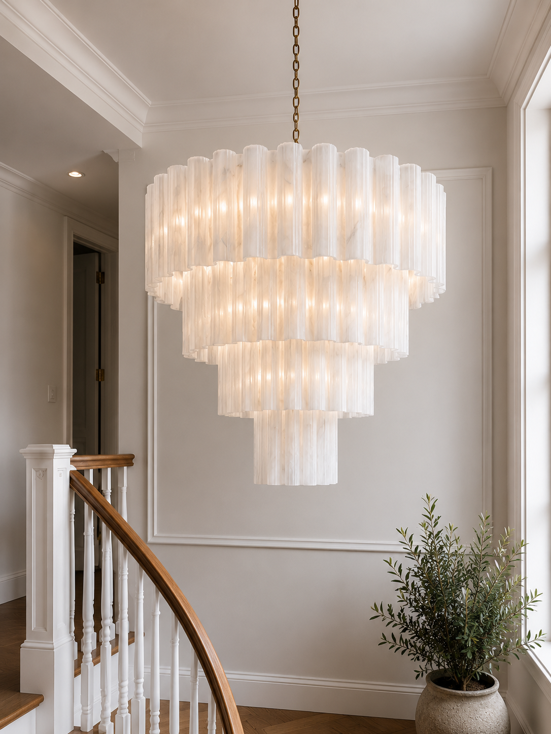 White Alabaster Forma 78 Chandelier