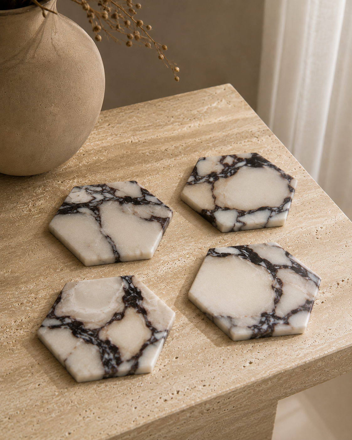 Carrera White Hexagon Coasters