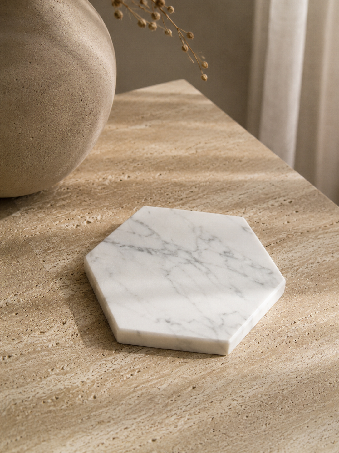 Carrera White Hexagon Coasters
