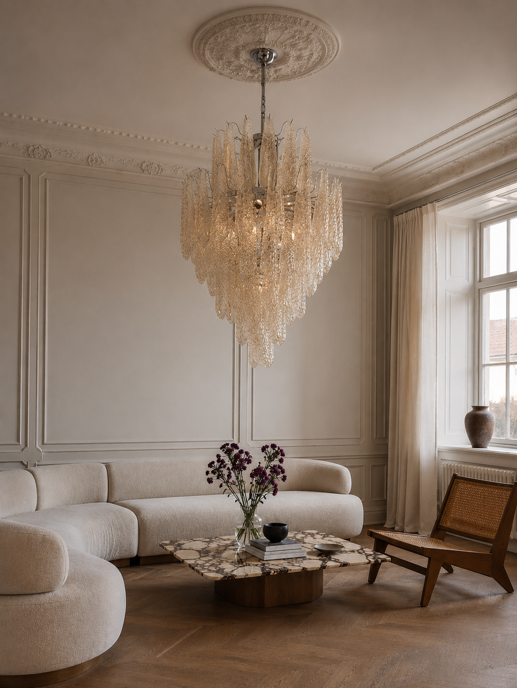 Drop Champagne Chandelier Grande