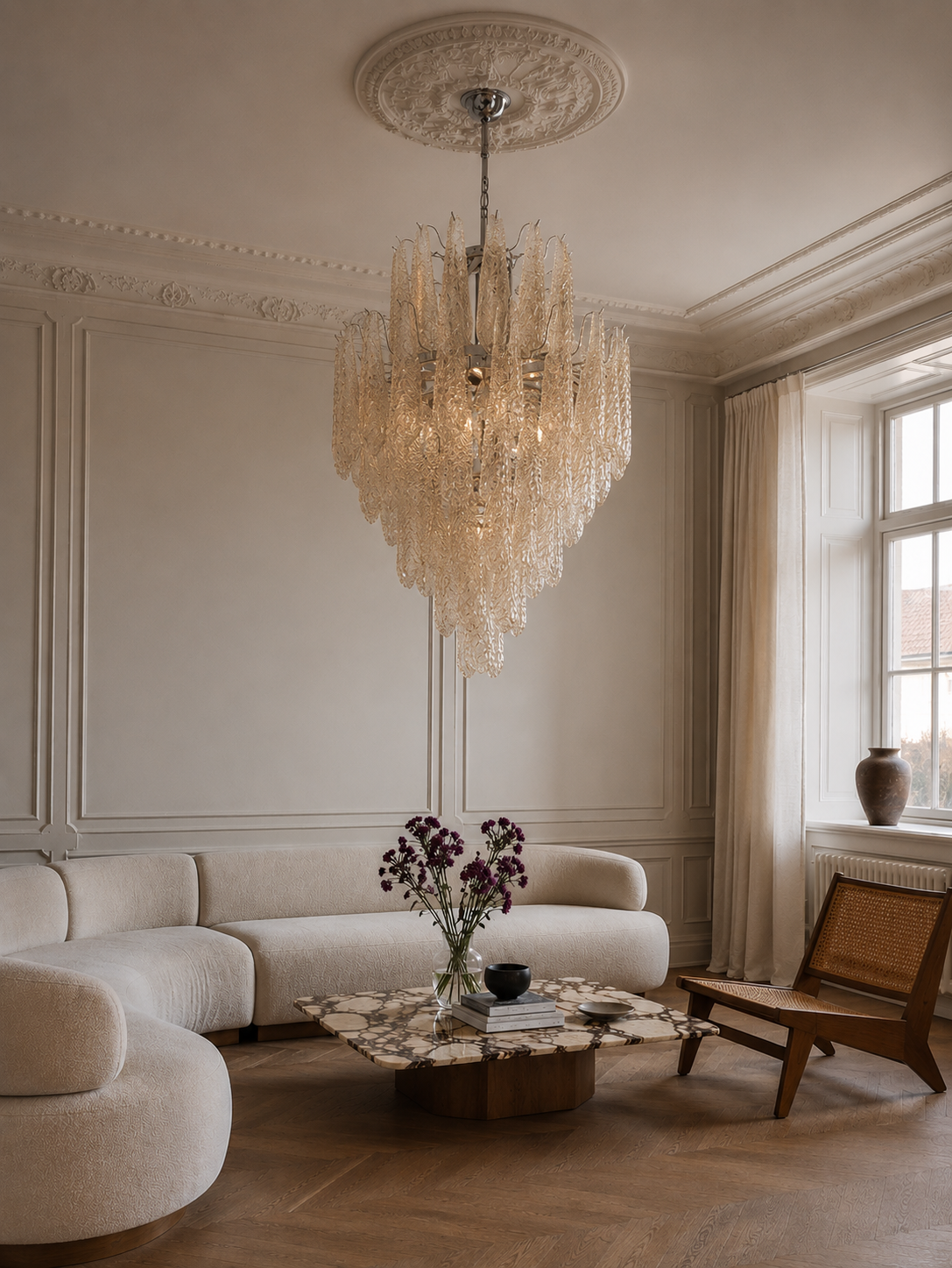 Drop Champagne Chandelier Grande