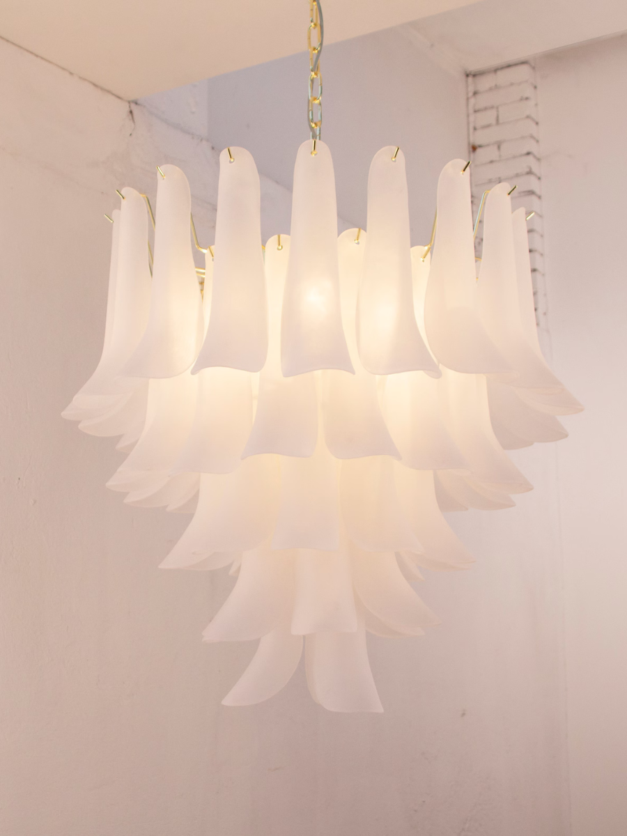 Murano Petali Chandelier Ø80 – Frosted White