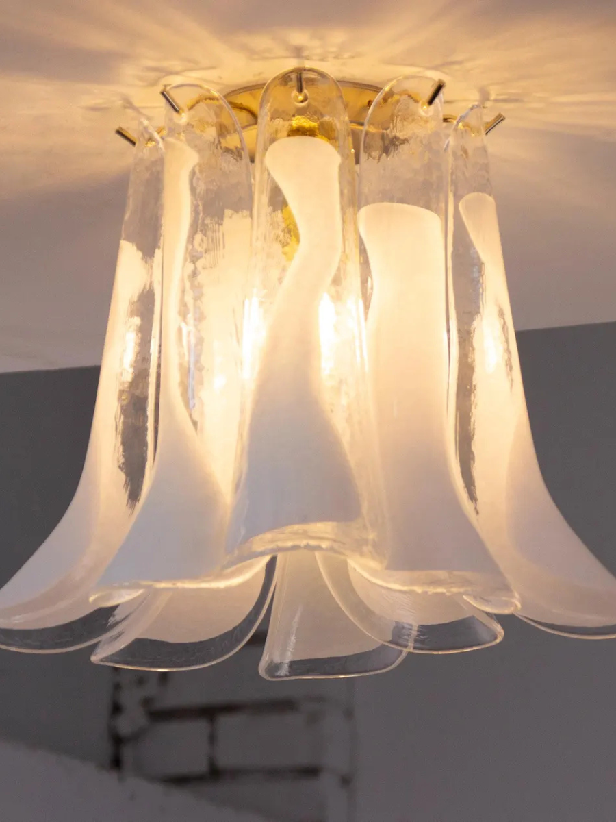 Murano Petali Ceiling Lamp Ø33 – Crystal & White Glass