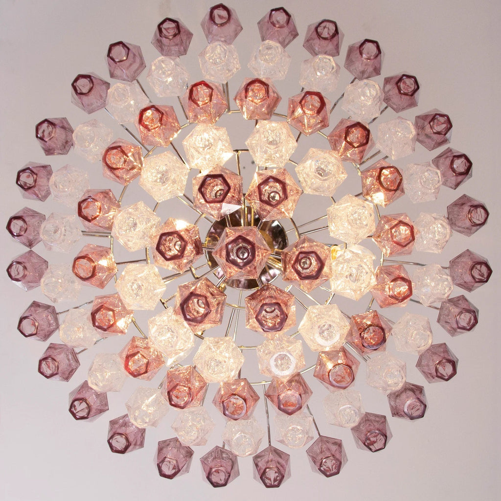 Murano Poliedri Chandelier Ø75 – Amethyst &amp; Clear