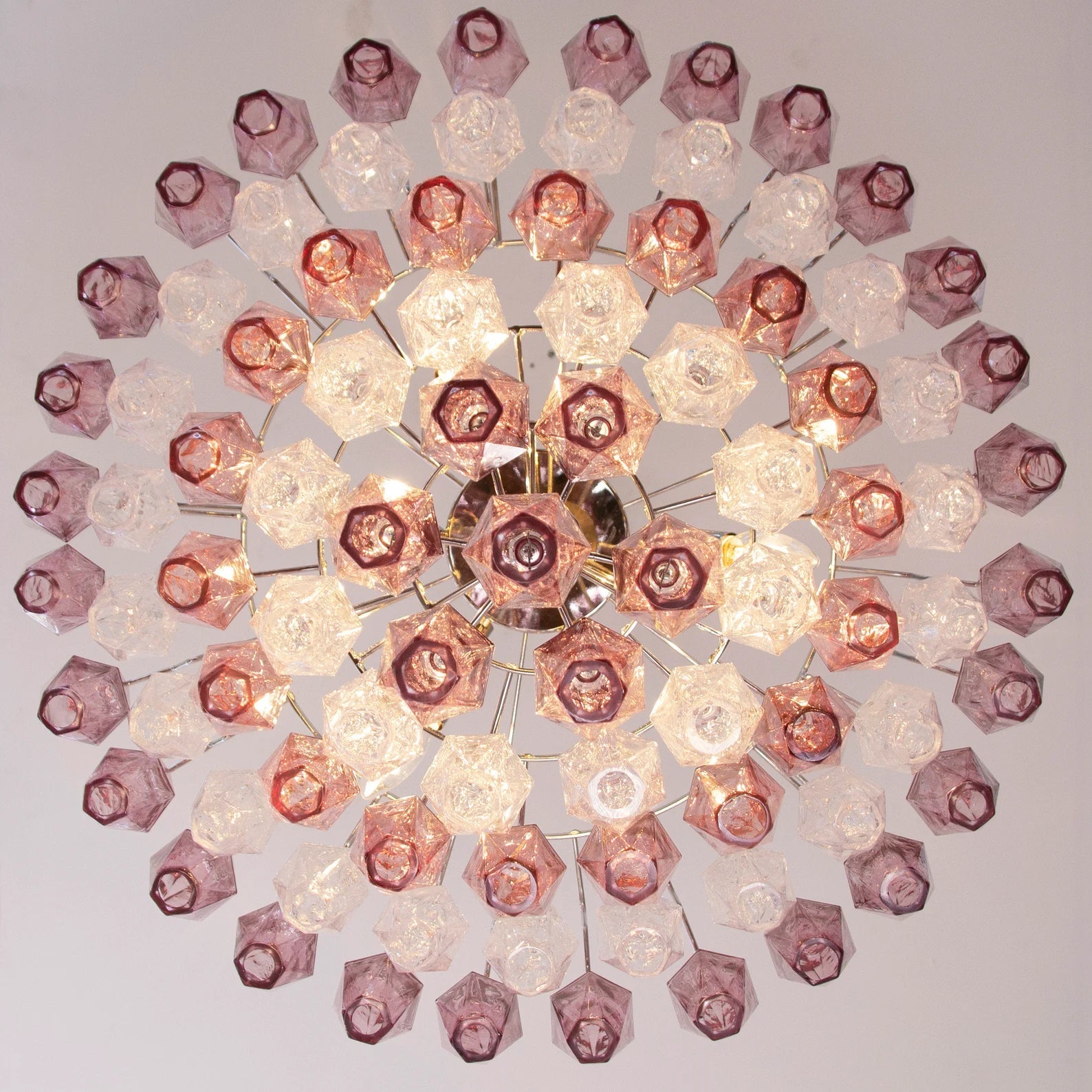 Murano Poliedri Chandelier Ø75 – Amethyst &amp; Clear