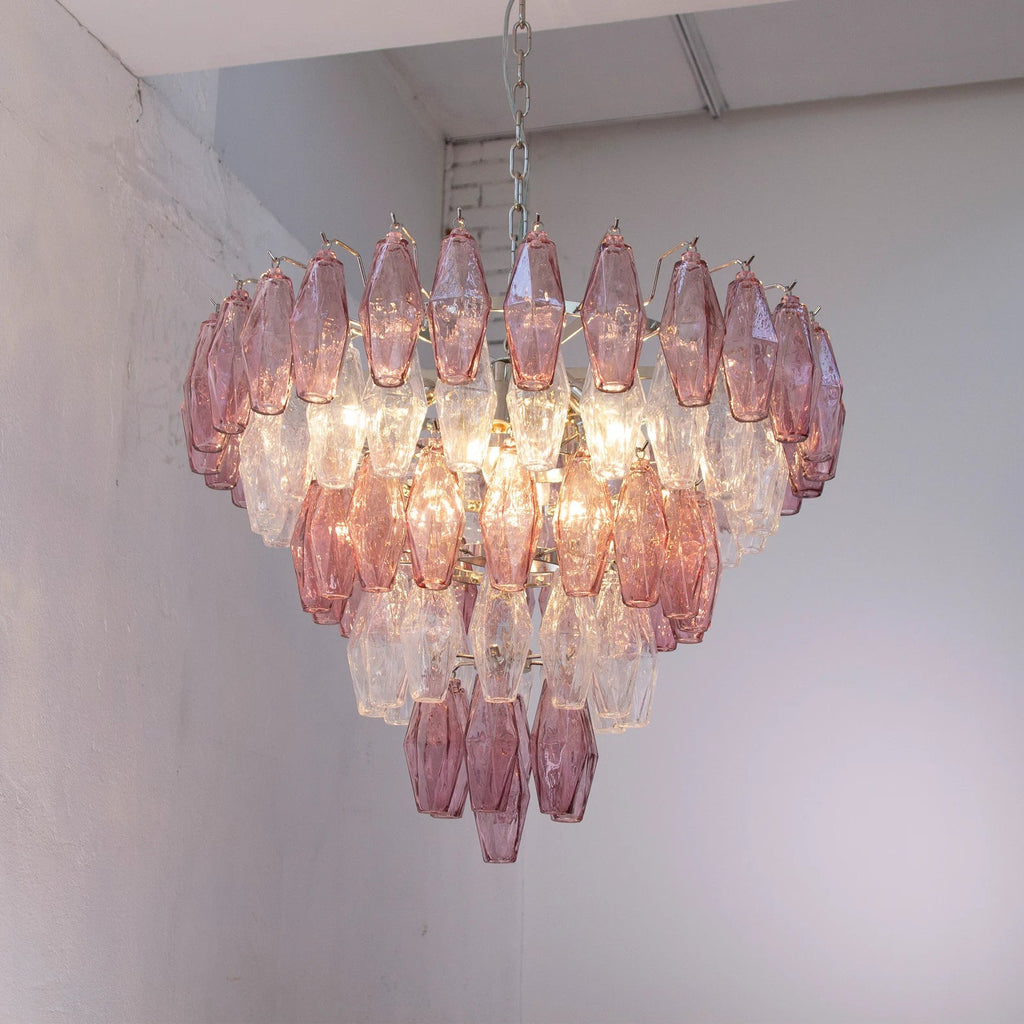 Murano Poliedri Chandelier Ø75 – Amethyst &amp; Clear