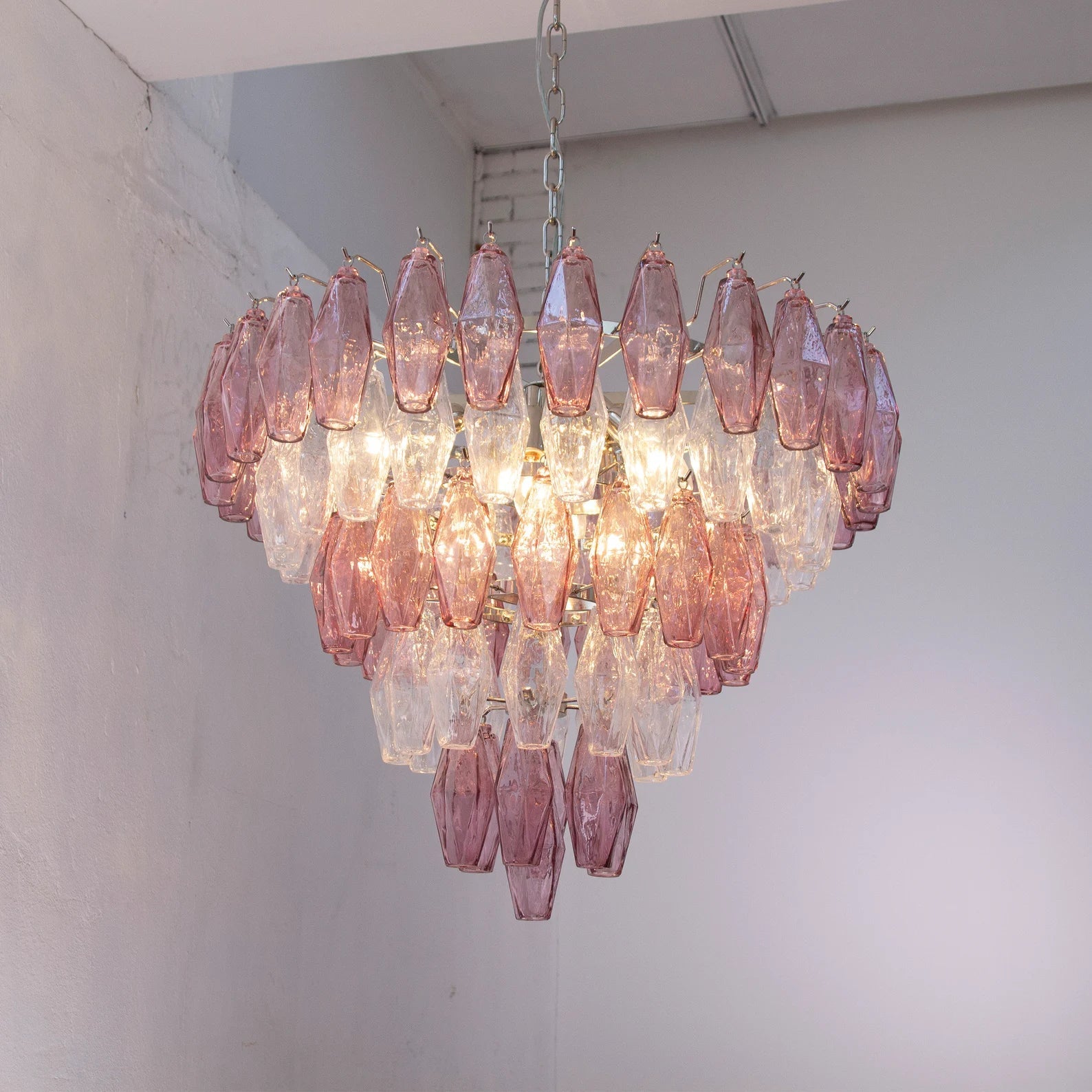 Murano Poliedri Chandelier Ø75 – Amethyst &amp; Clear