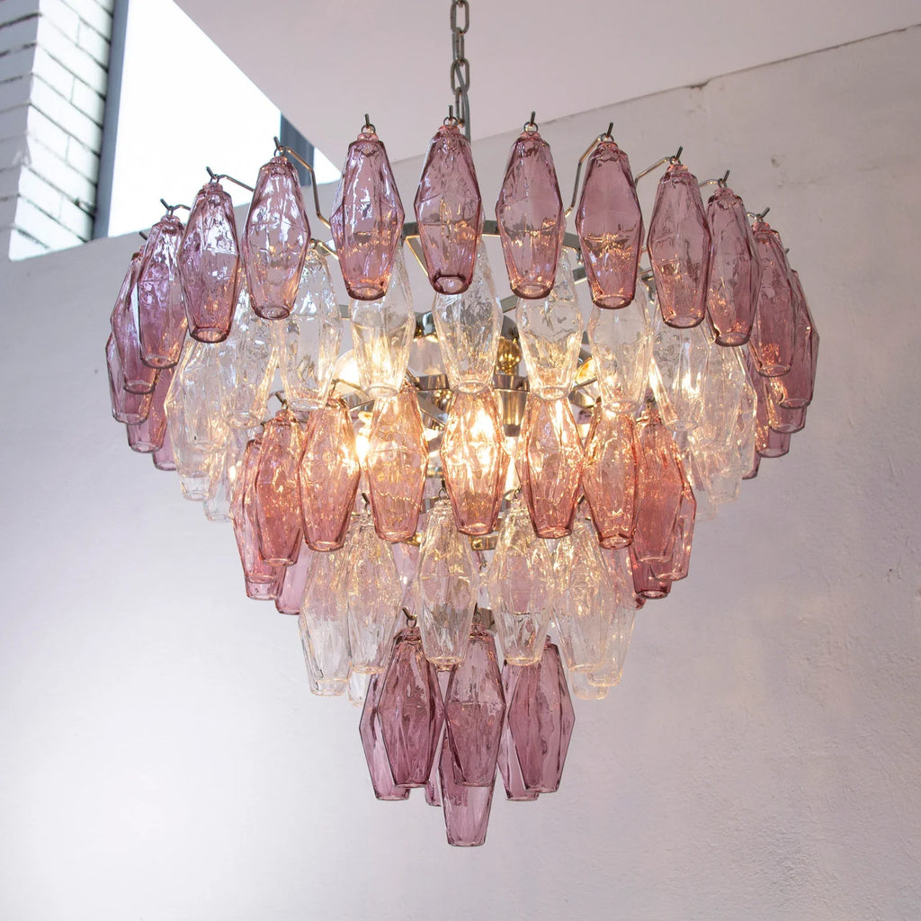Murano Poliedri Chandelier Ø75 – Amethyst &amp; Clear