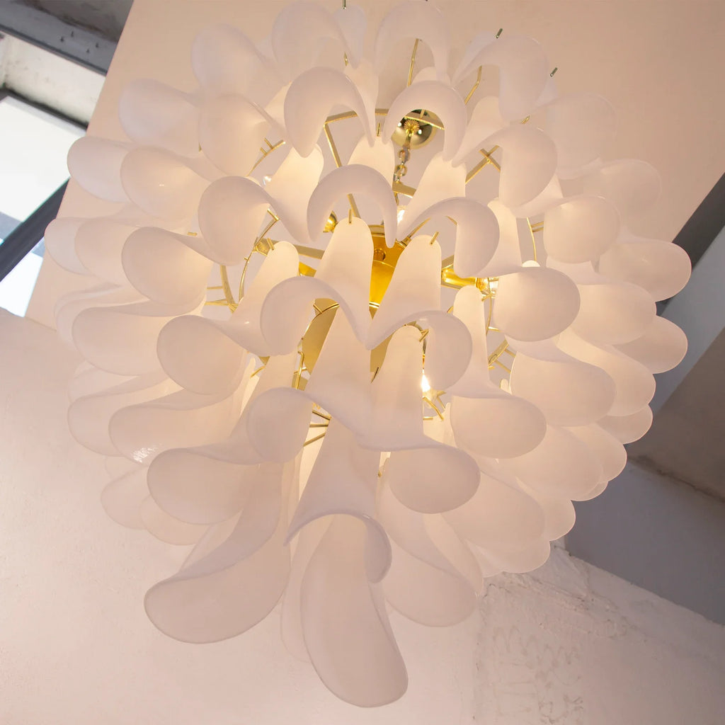 Murano Petali Chandelier Ø80 – Frosted White