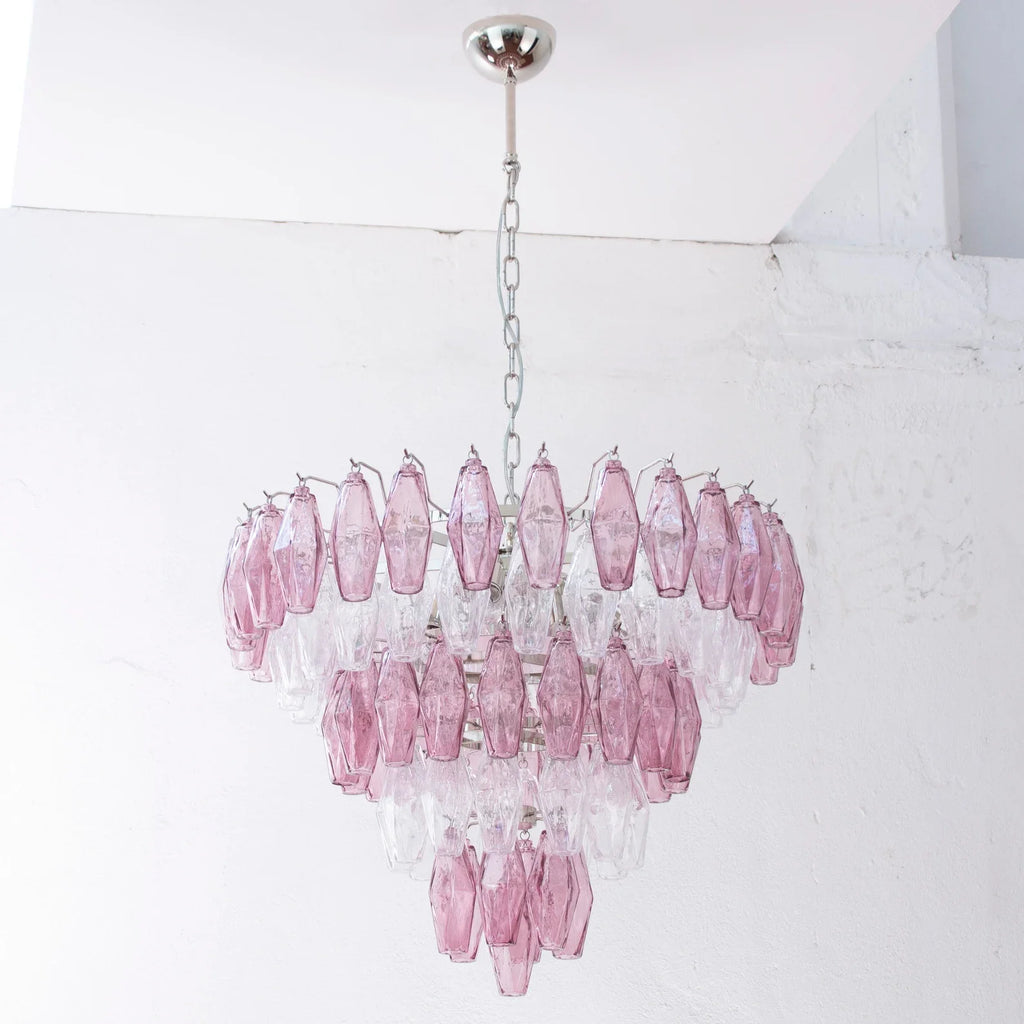 Murano Poliedri Chandelier Ø75 – Amethyst &amp; Clear