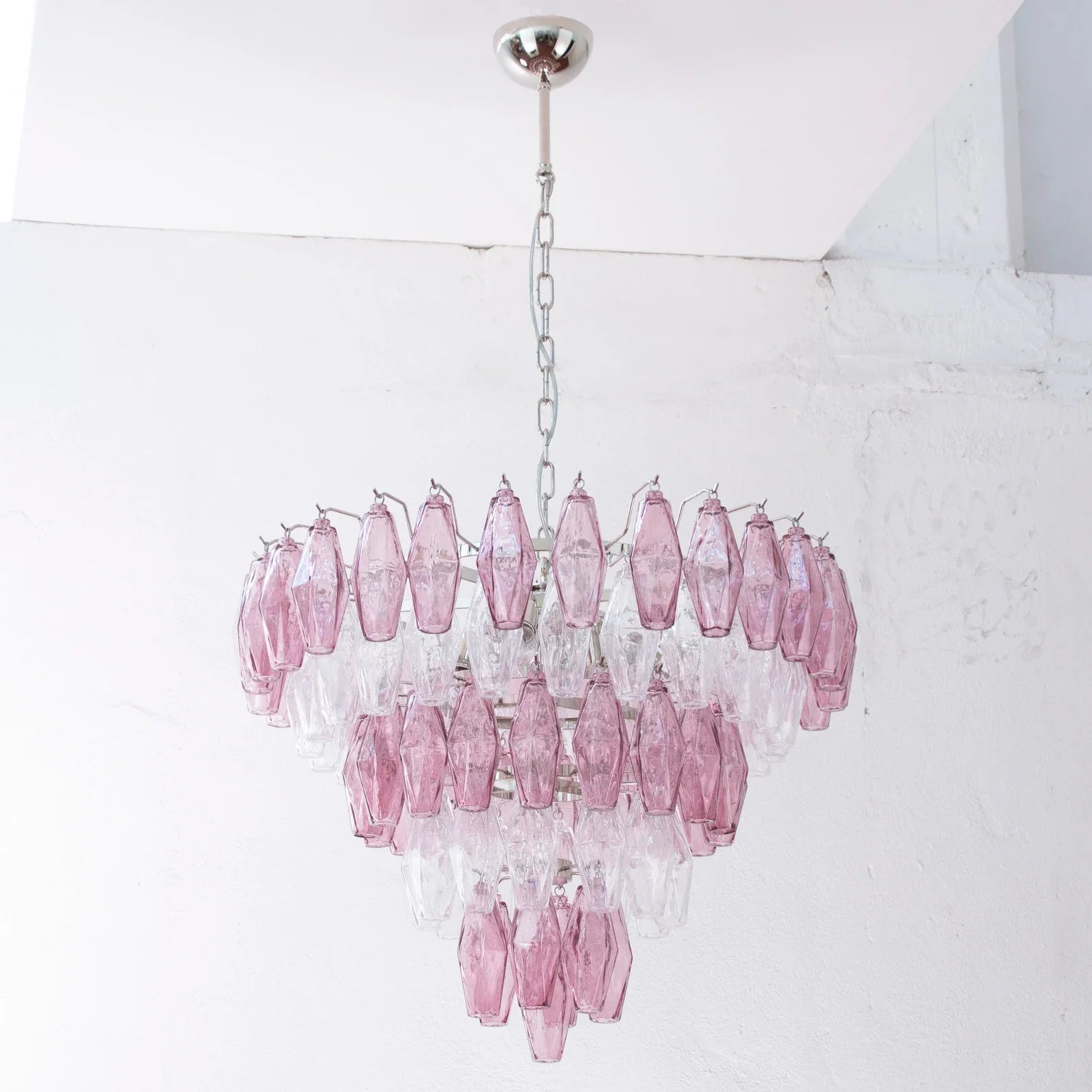 Murano Poliedri Chandelier Ø75 – Amethyst &amp; Clear