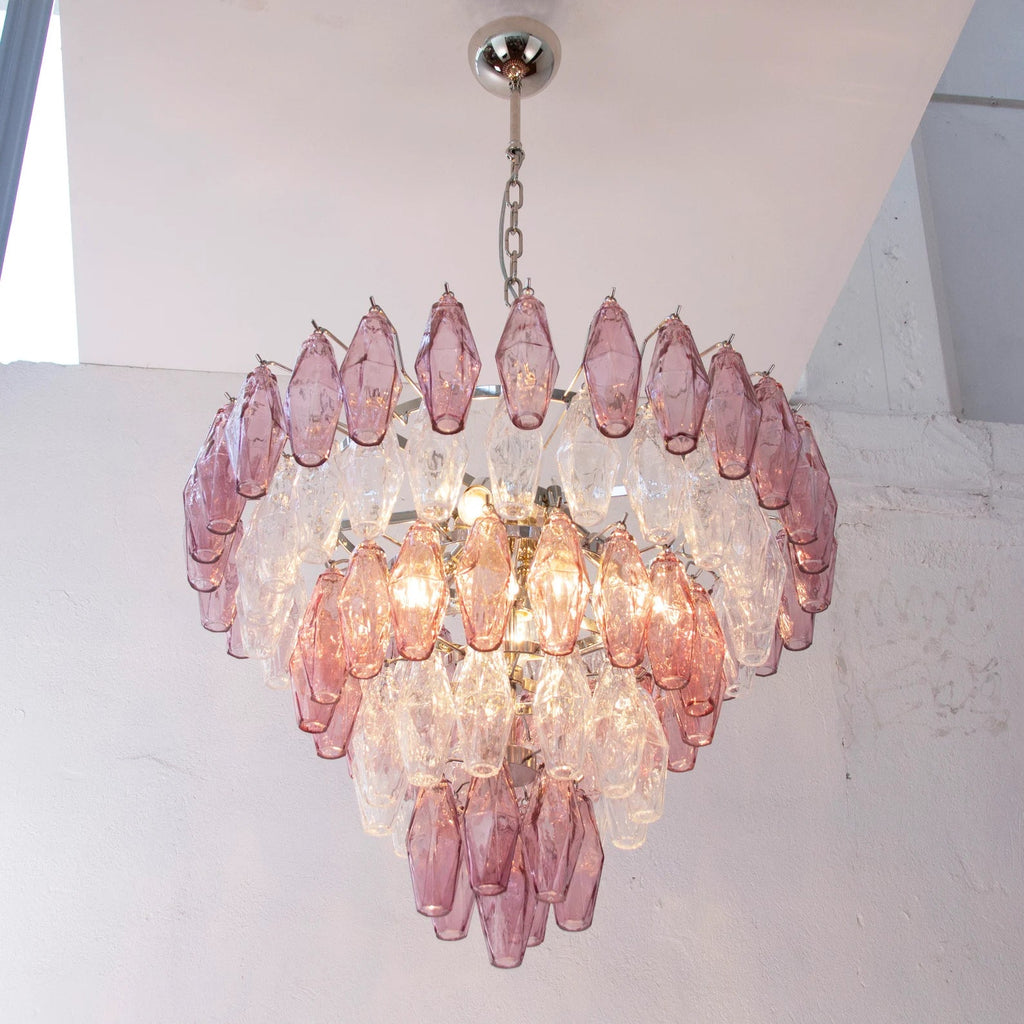 Murano Poliedri Chandelier Ø75 – Amethyst &amp; Clear
