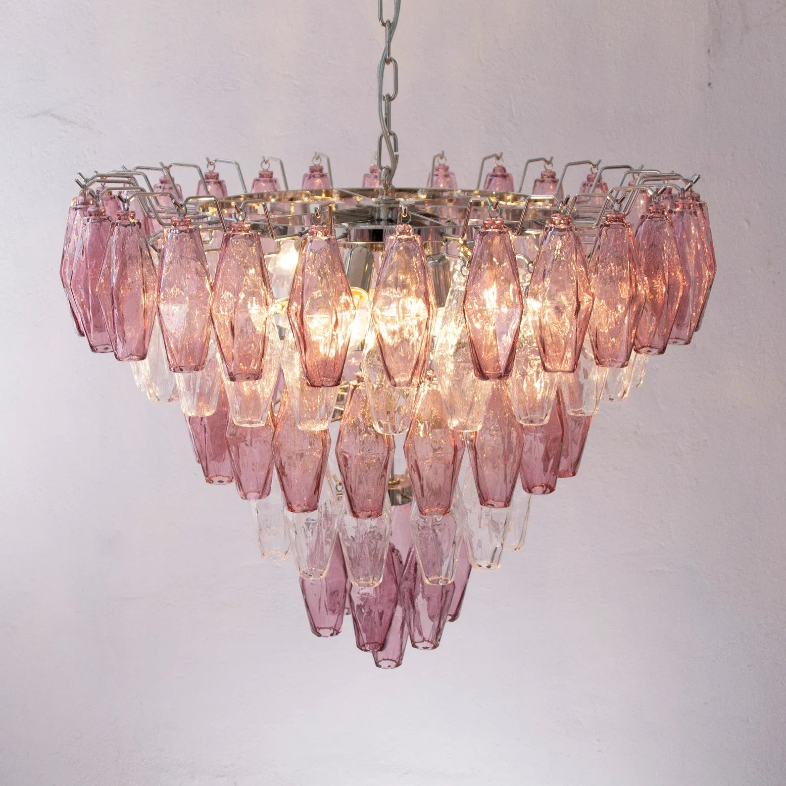 Murano Poliedri Chandelier Ø75 – Amethyst &amp; Clear