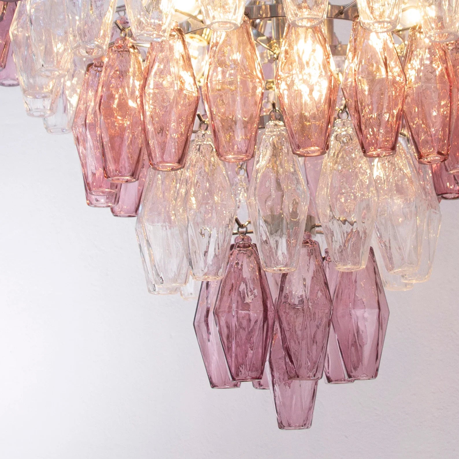 Murano Poliedri Chandelier Ø75 – Amethyst &amp; Clear