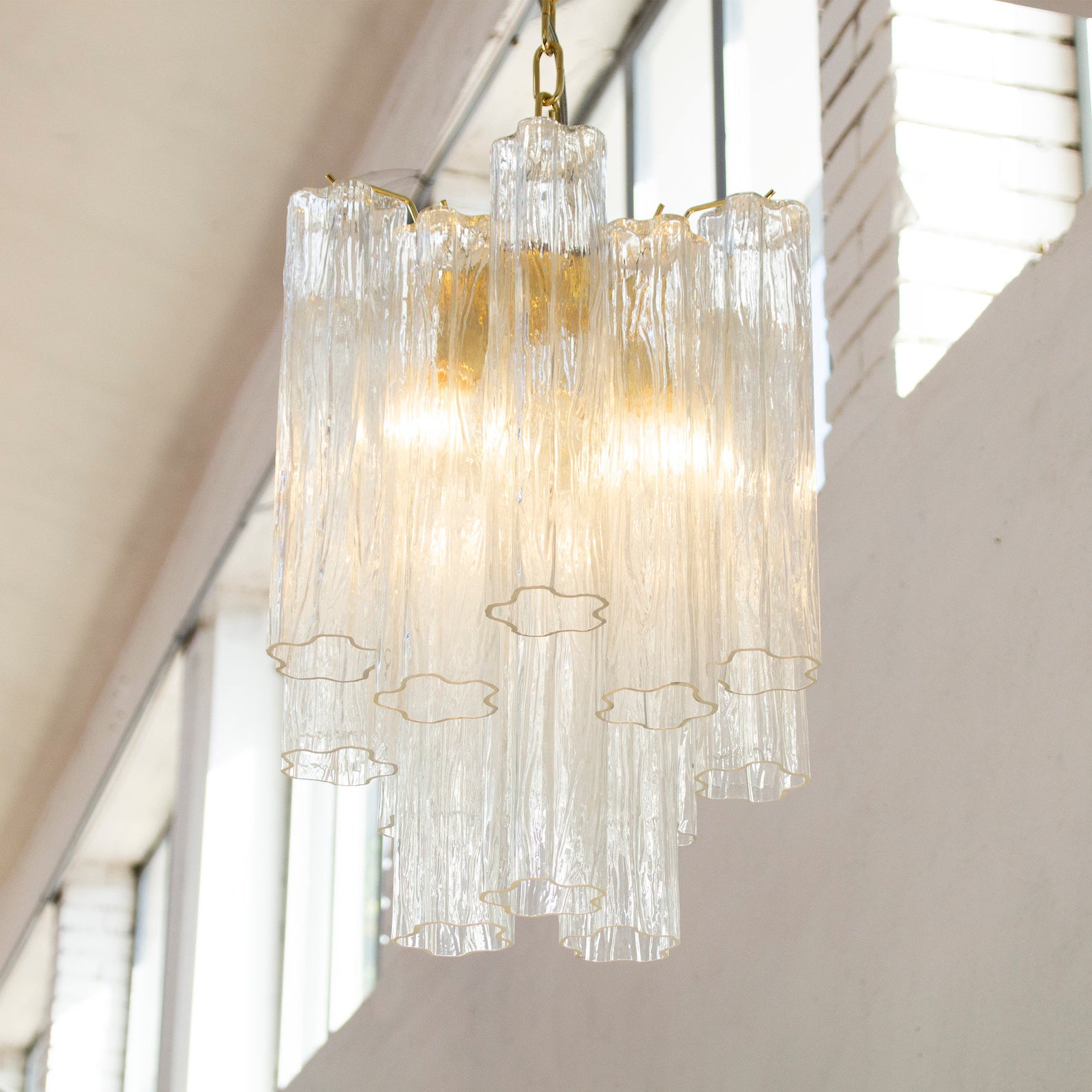 Murano Clear Tronchi Chandelier Ø36 - 15 Tubes
