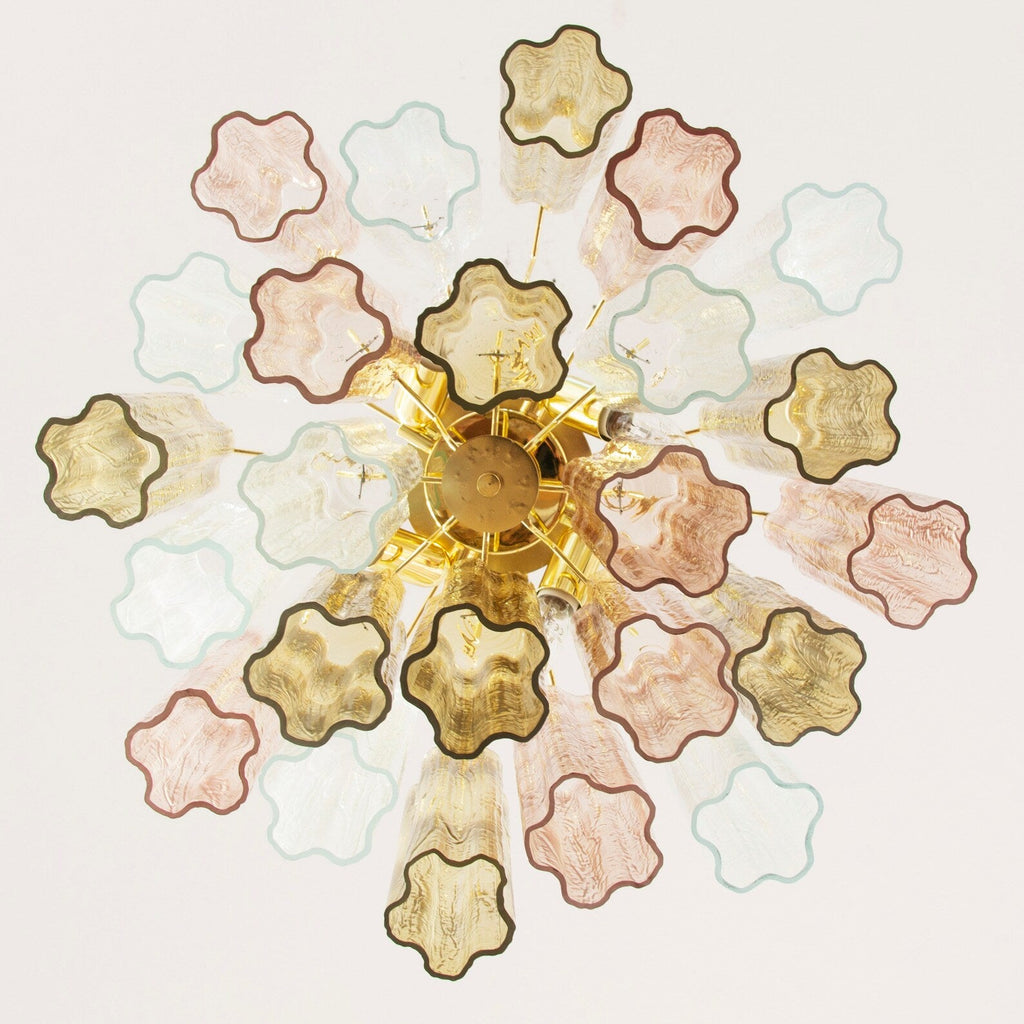 Murano Pagliesco, Clear and Cipria Pink Tronchi Chandelier Ø53 - 24 Tubes