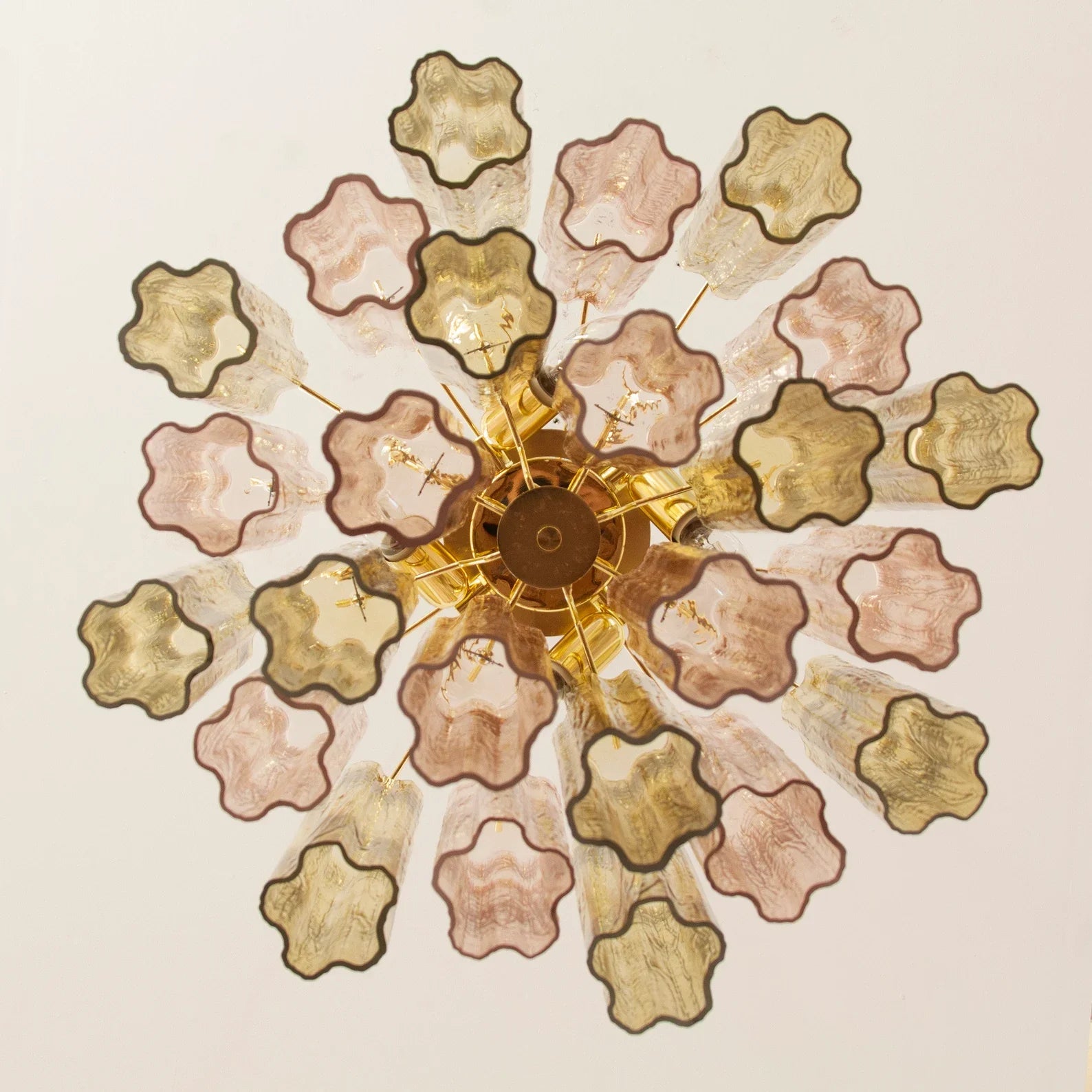 Murano Pagliesco and Cipria Pink Tronchi Chandelier Ø53 - 24 Tubes