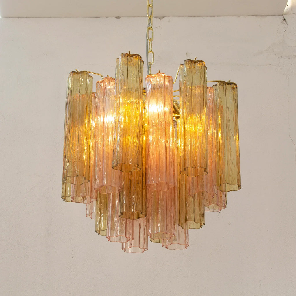 Murano Pagliesco and Cipria Pink Tronchi Chandelier Ø53 - 24 Tubes