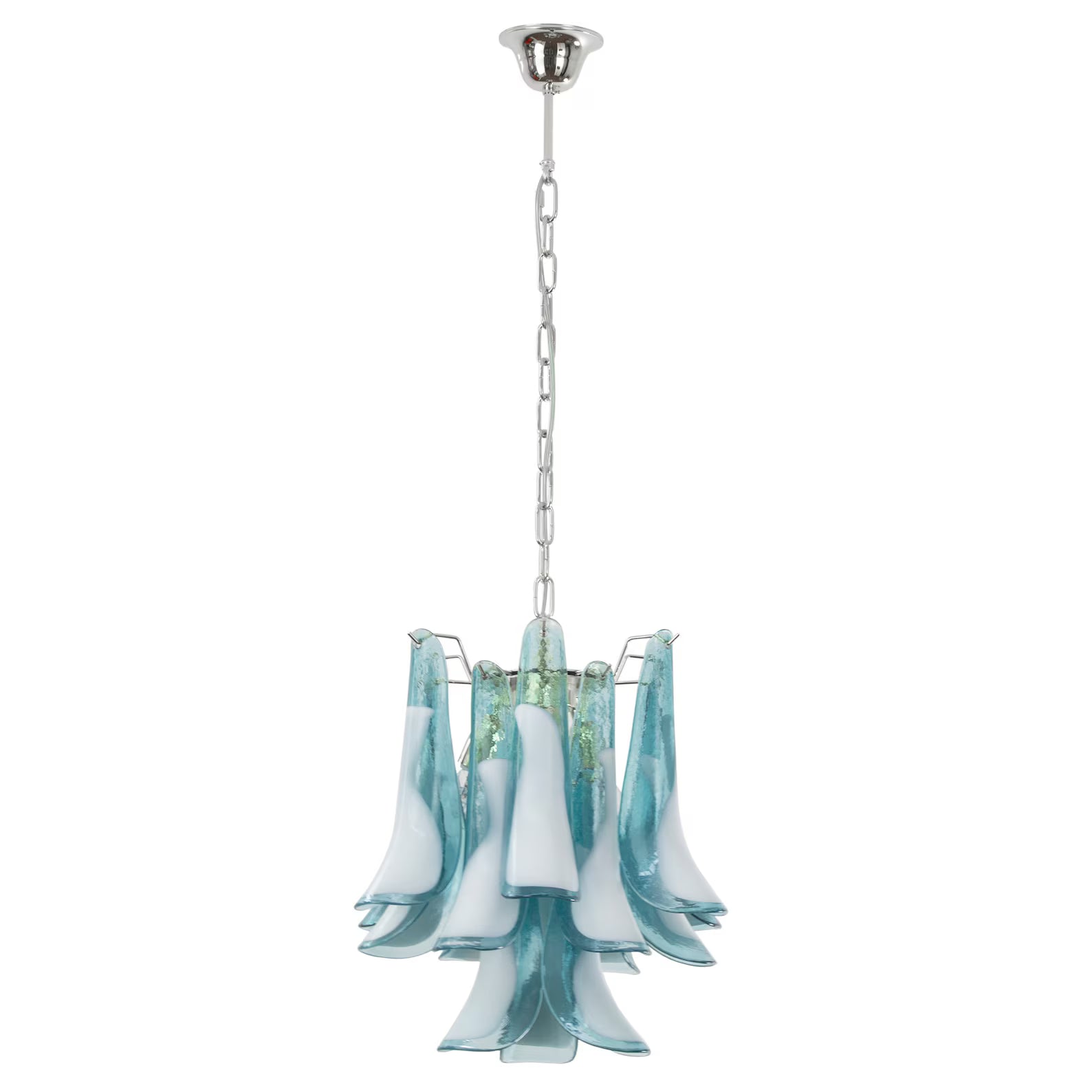 Murano Petali Chandelier Ø45 – Teal Blue