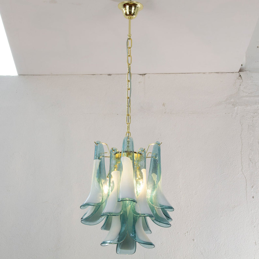 Murano Petali Chandelier Ø45 – Teal Blue