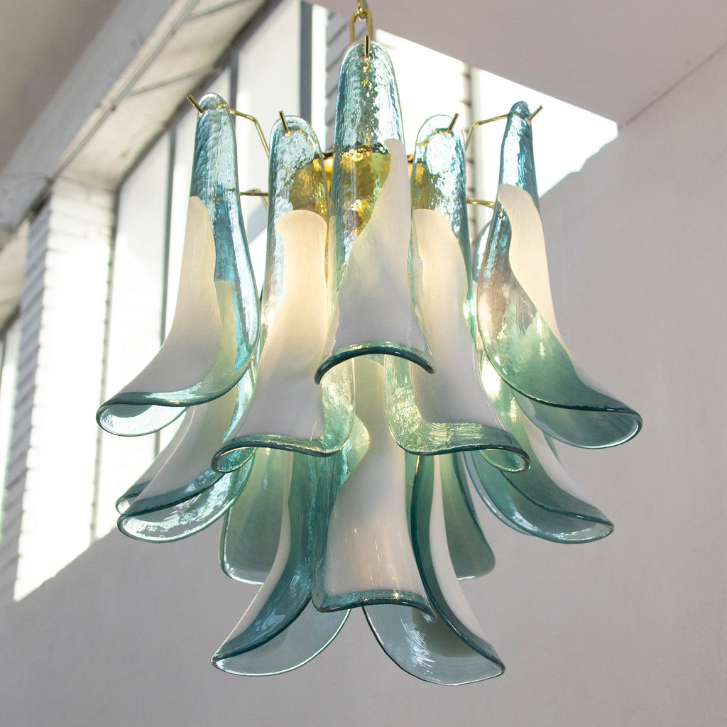 Murano Petali Chandelier Ø45 – Teal Blue