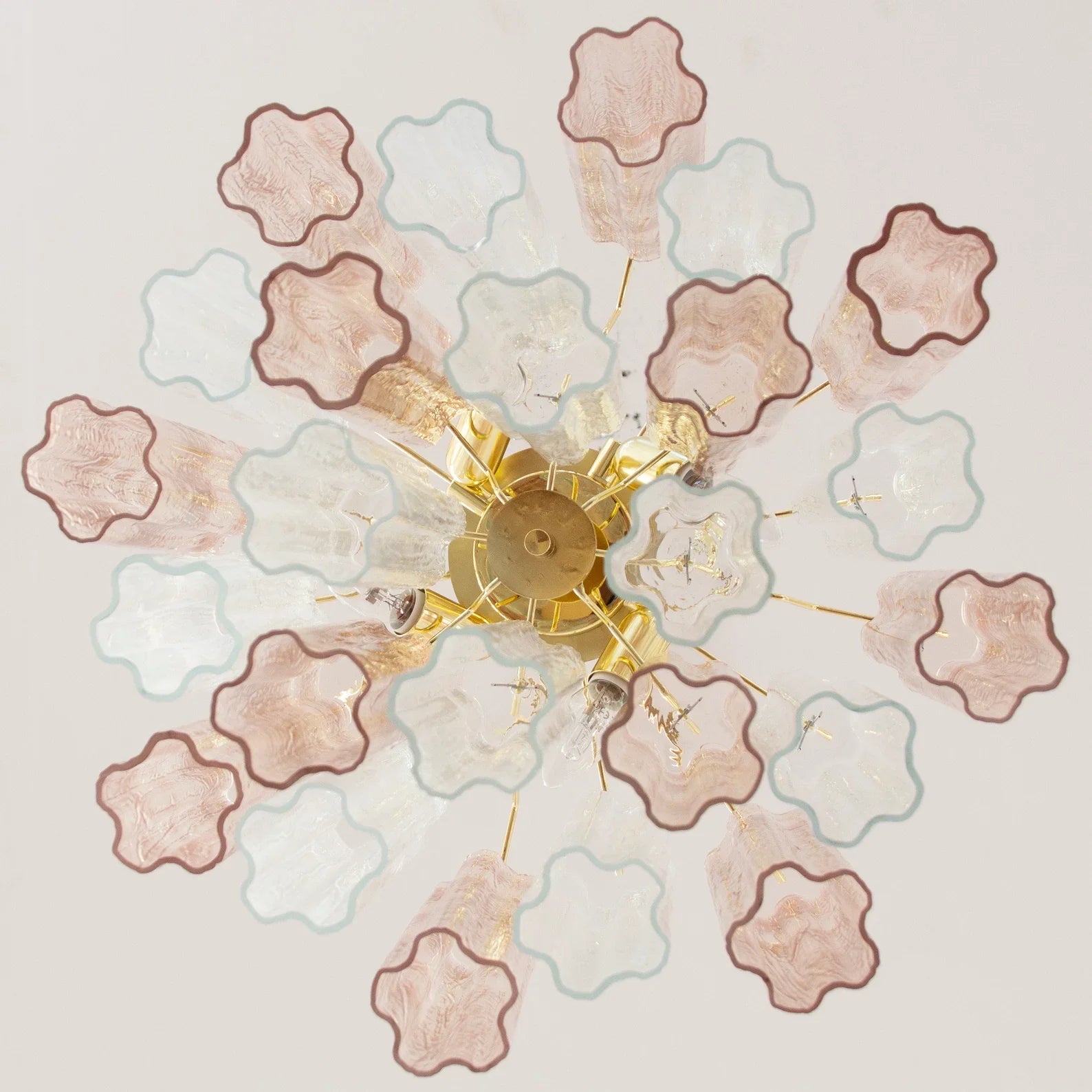 Murano Crystal and Pink Tronchi Chandelier Ø53 - 24 Tubes