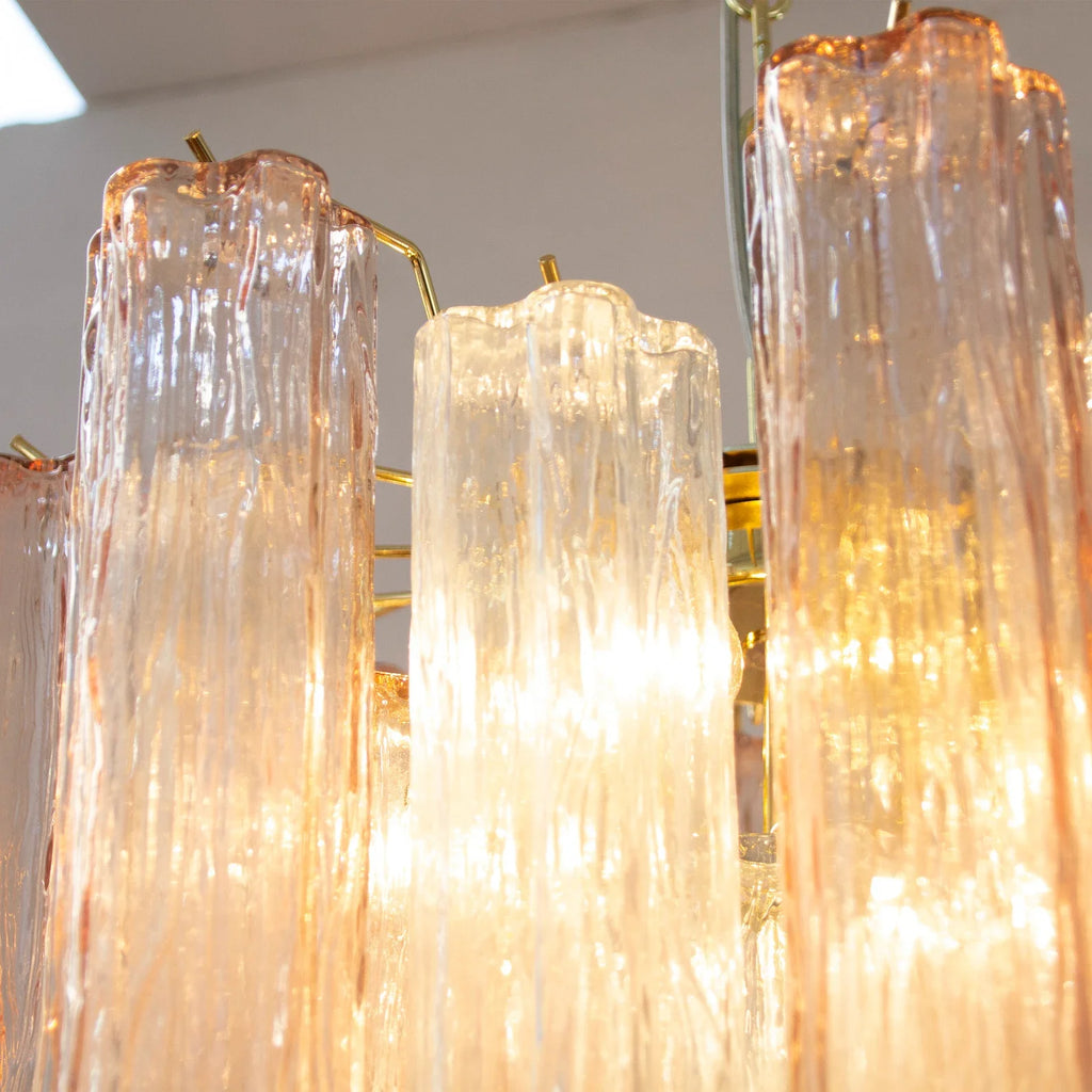 Murano Crystal and Pink Tronchi Chandelier Ø53 - 24 Tubes