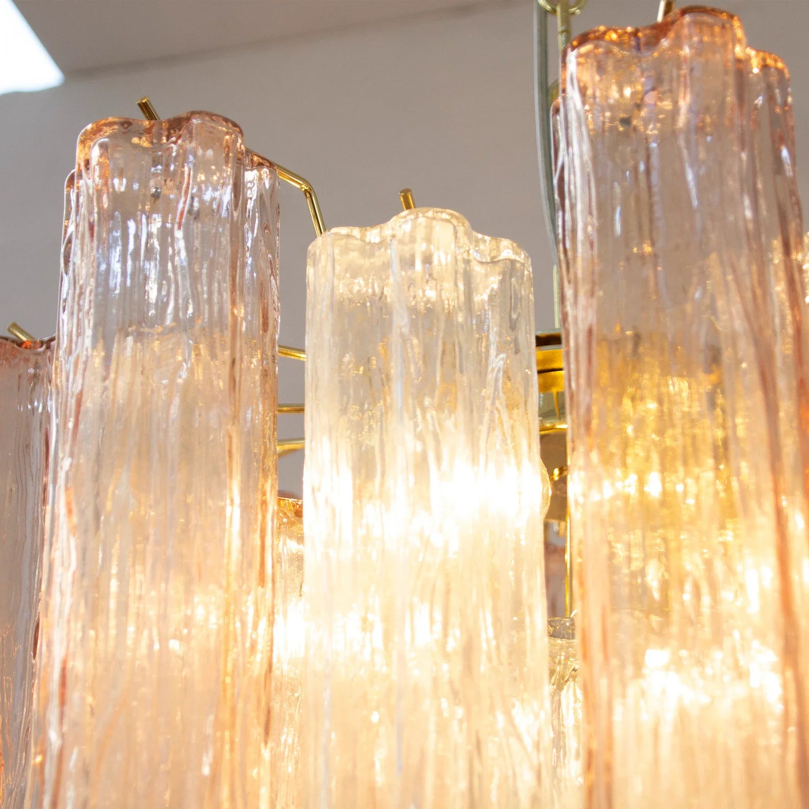 Murano Crystal and Pink Tronchi Chandelier Ø53 - 24 Tubes