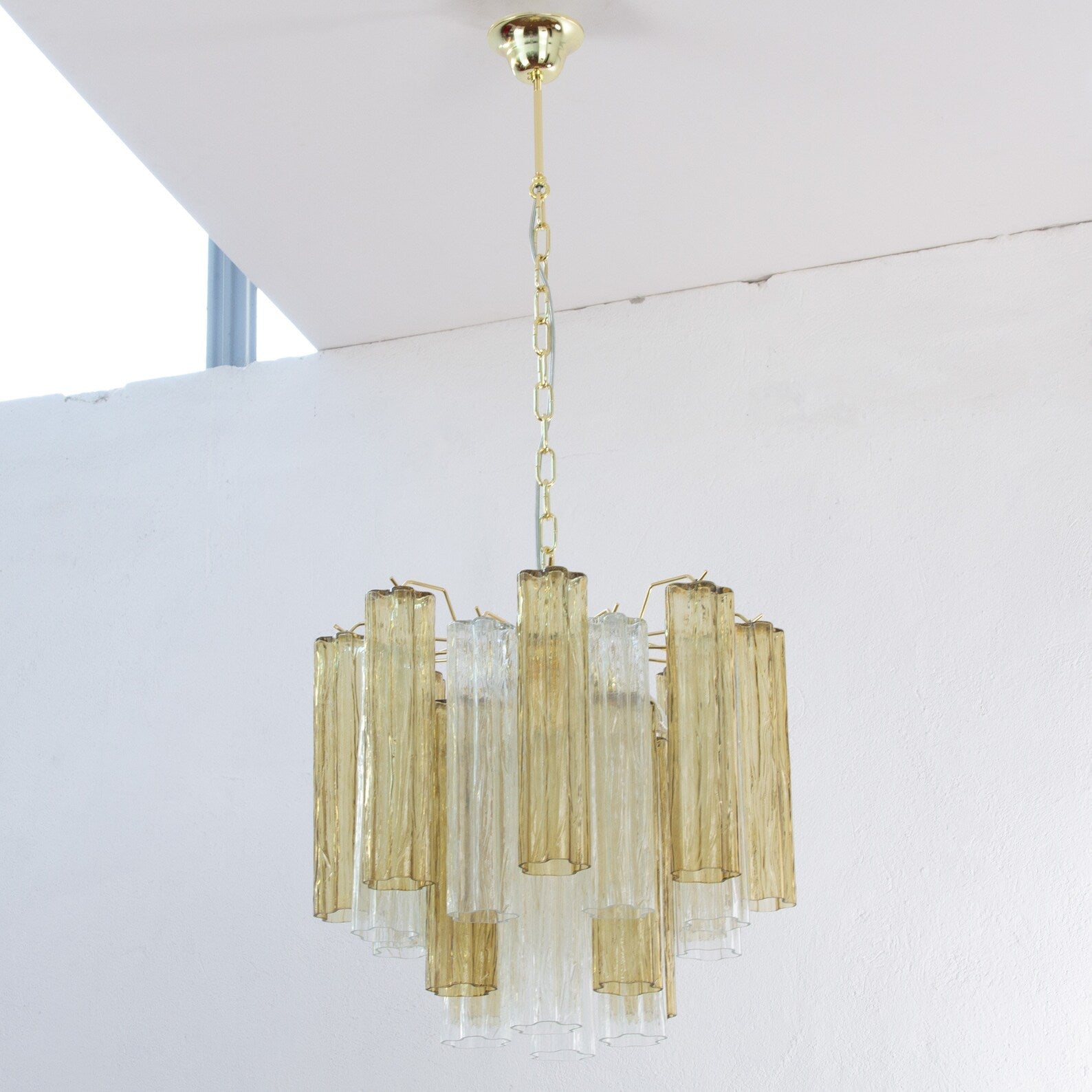 Murano Crystal and Smoke Tronchi Chandelier Ø53 - 24 Tubes