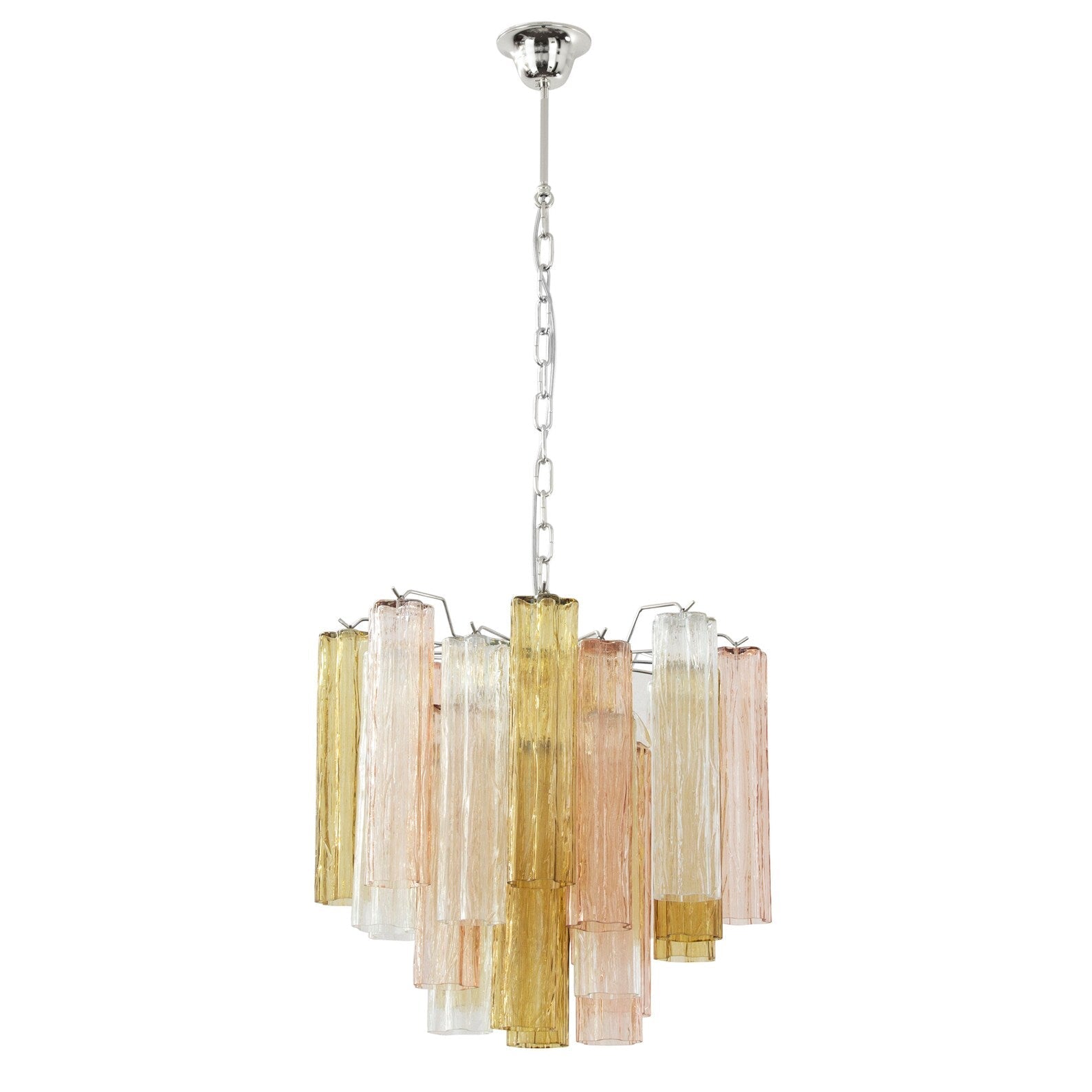 Murano Pagliesco, Clear and Cipria Pink Tronchi Chandelier Ø53 - 24 Tubes
