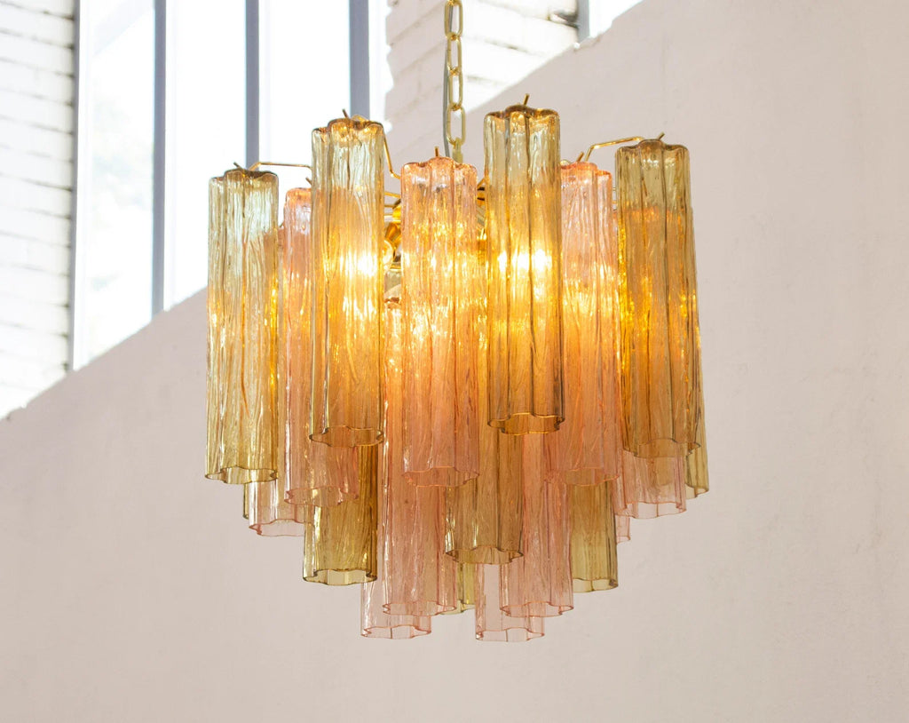 Murano Pagliesco and Cipria Pink Tronchi Chandelier Ø53 - 24 Tubes