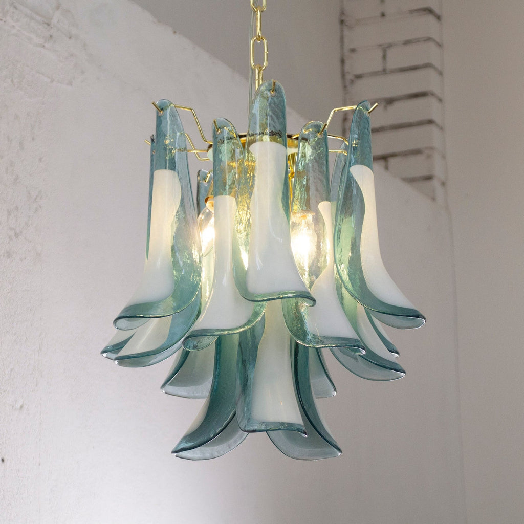Murano Petali Chandelier Ø45 – Teal Blue