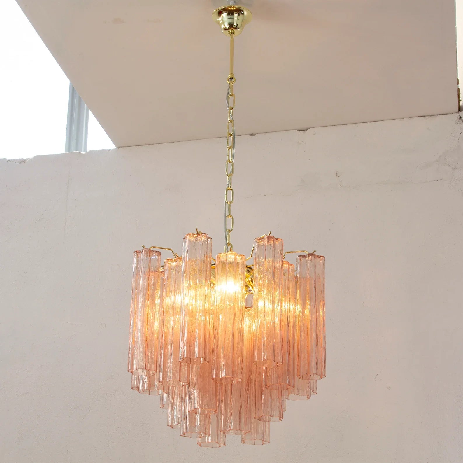 Murano Pink Tronchi Chandelier Ø53 - 24 Tubes