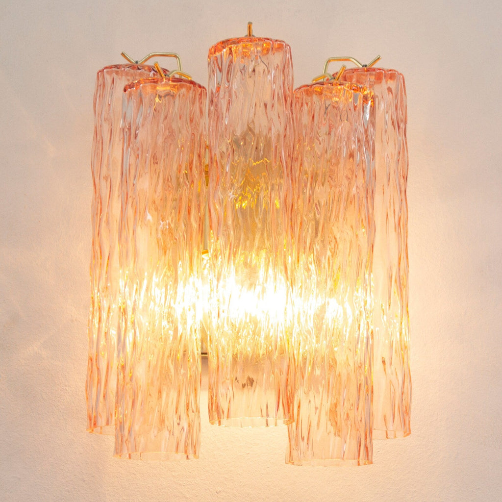 Murano Pink Tubi Wall Sconce – Set of 2