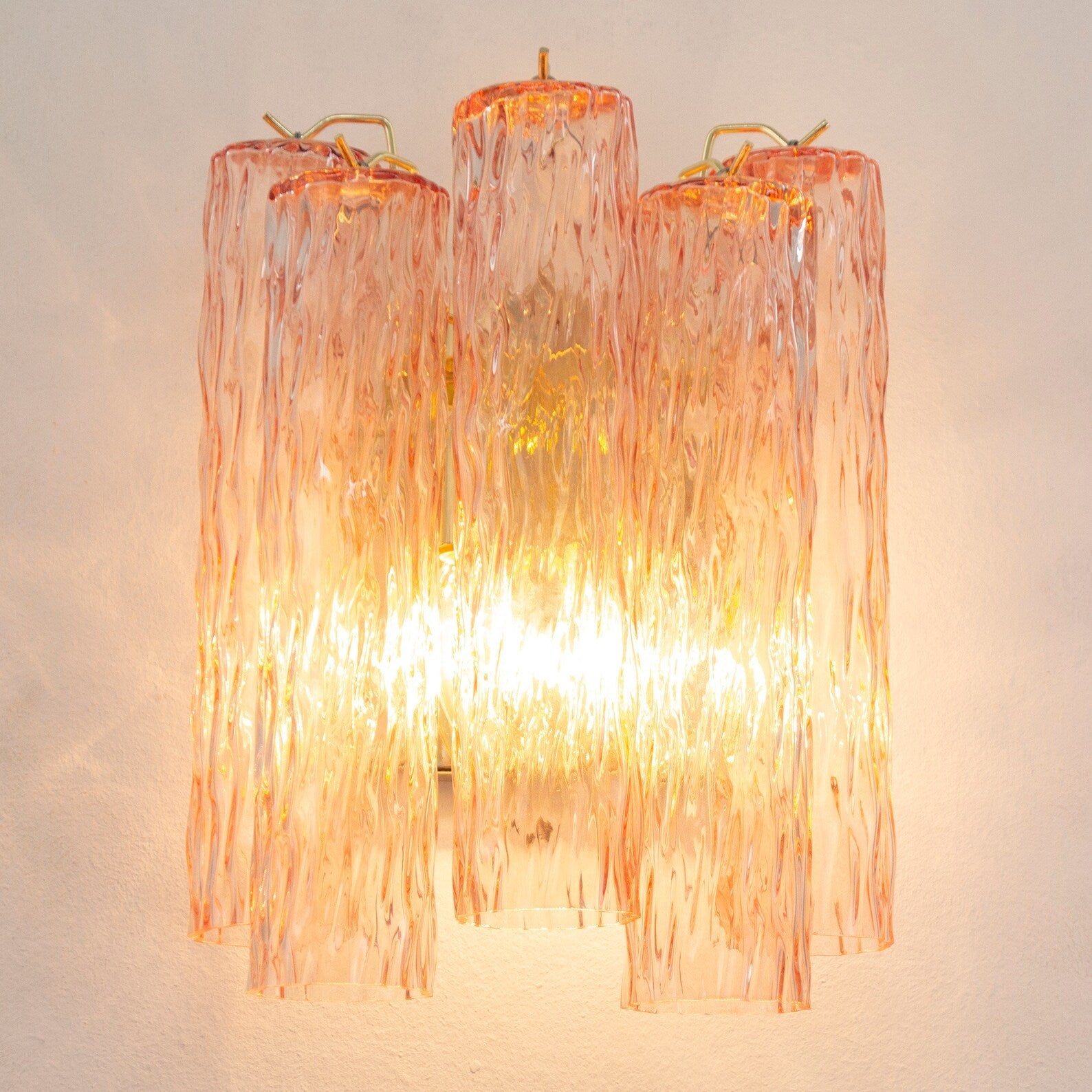 Murano Pink Tubi Wall Sconce – Set of 2