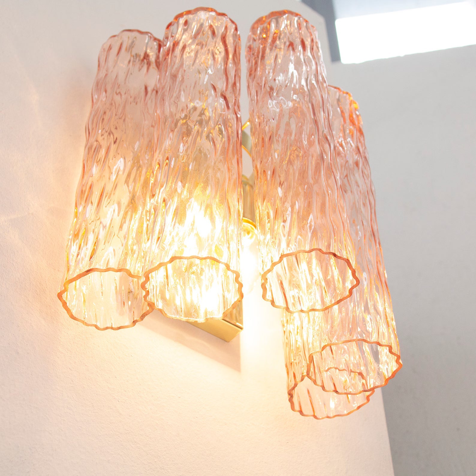 Murano Pink Tubi Wall Sconce – Set of 2