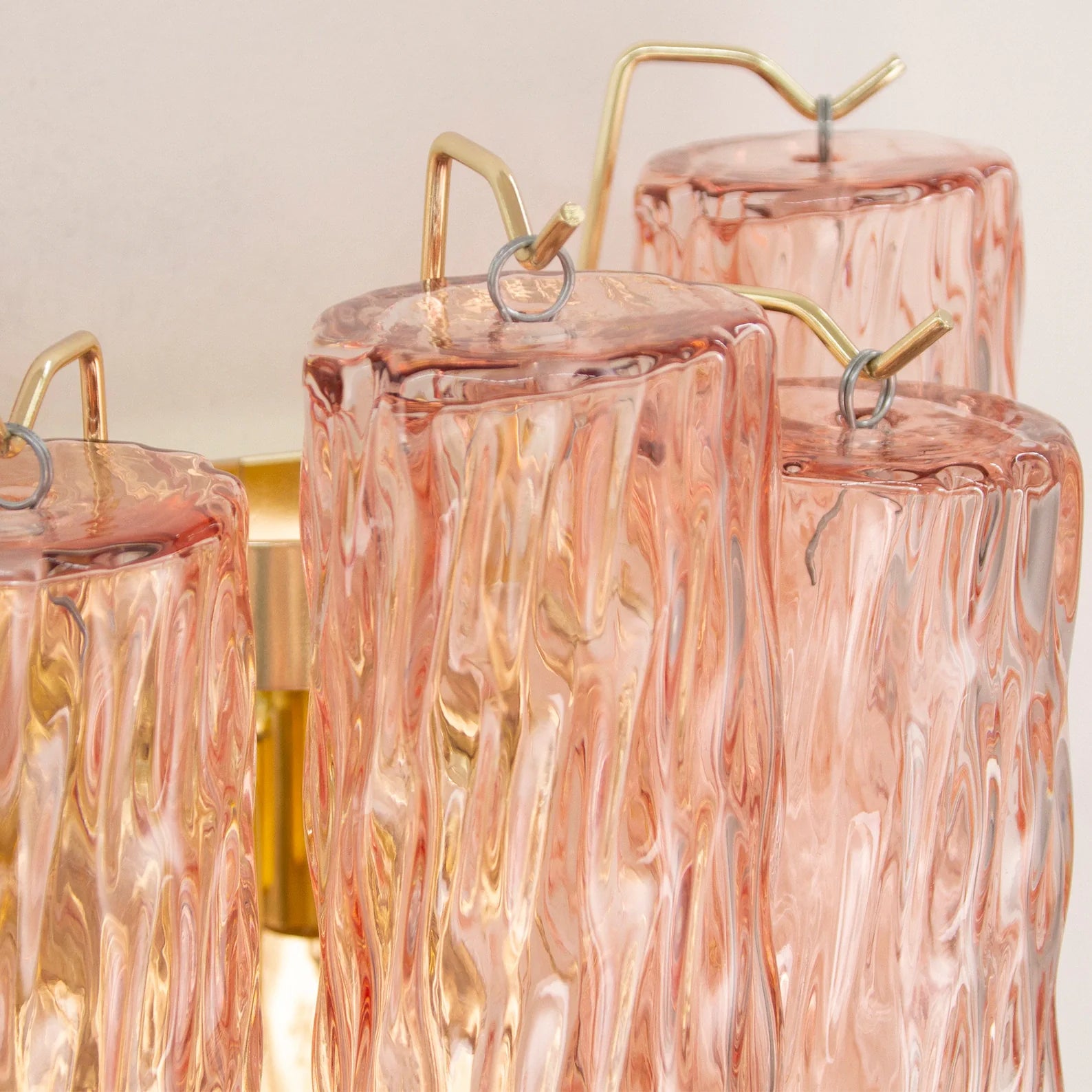 Murano Pink Tubi Wall Sconce – Set of 2