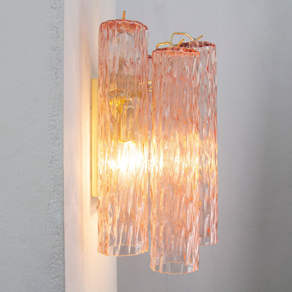 Murano Pink Tubi Wall Sconce – Set of 2