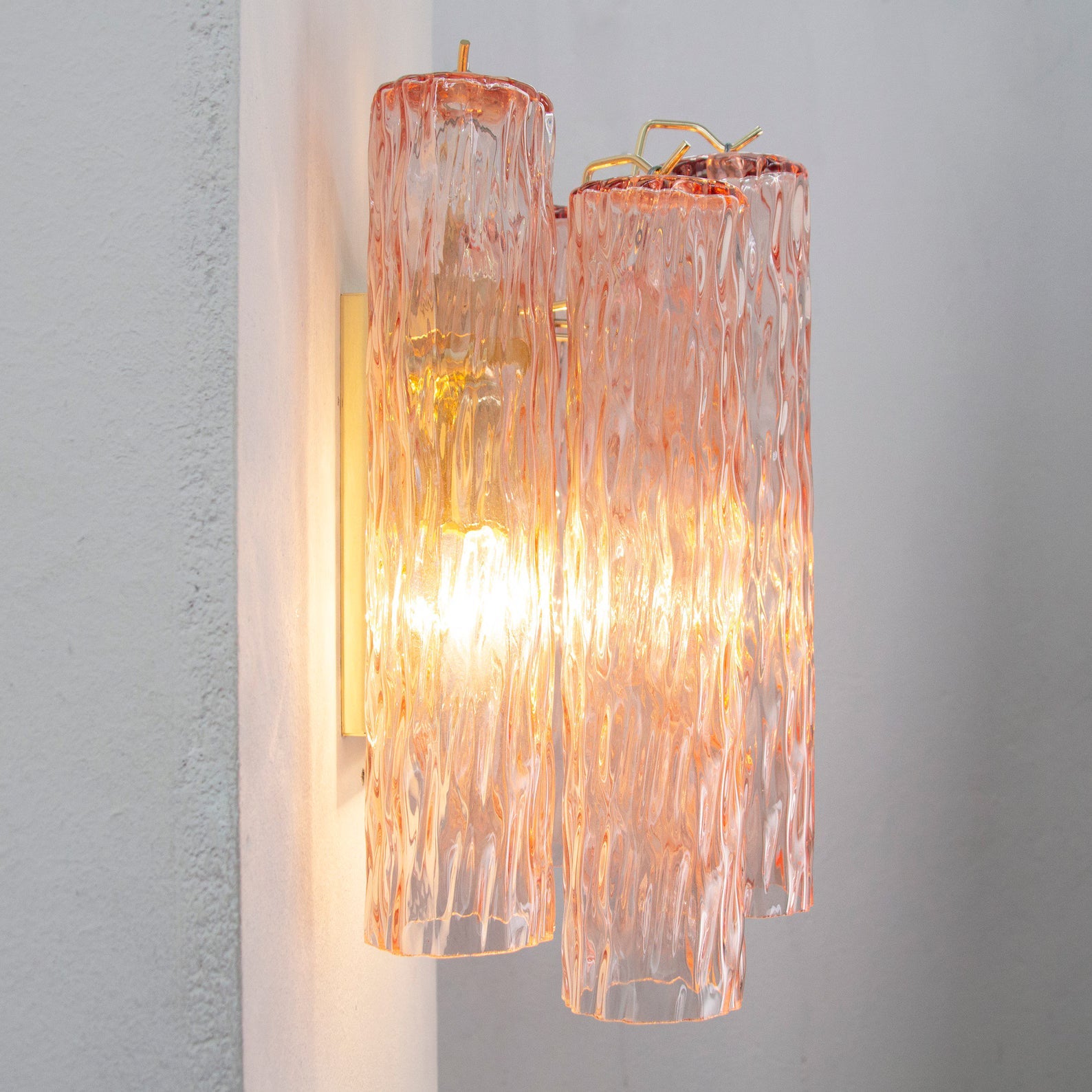 Murano Pink Tubi Wall Sconce – Set of 2