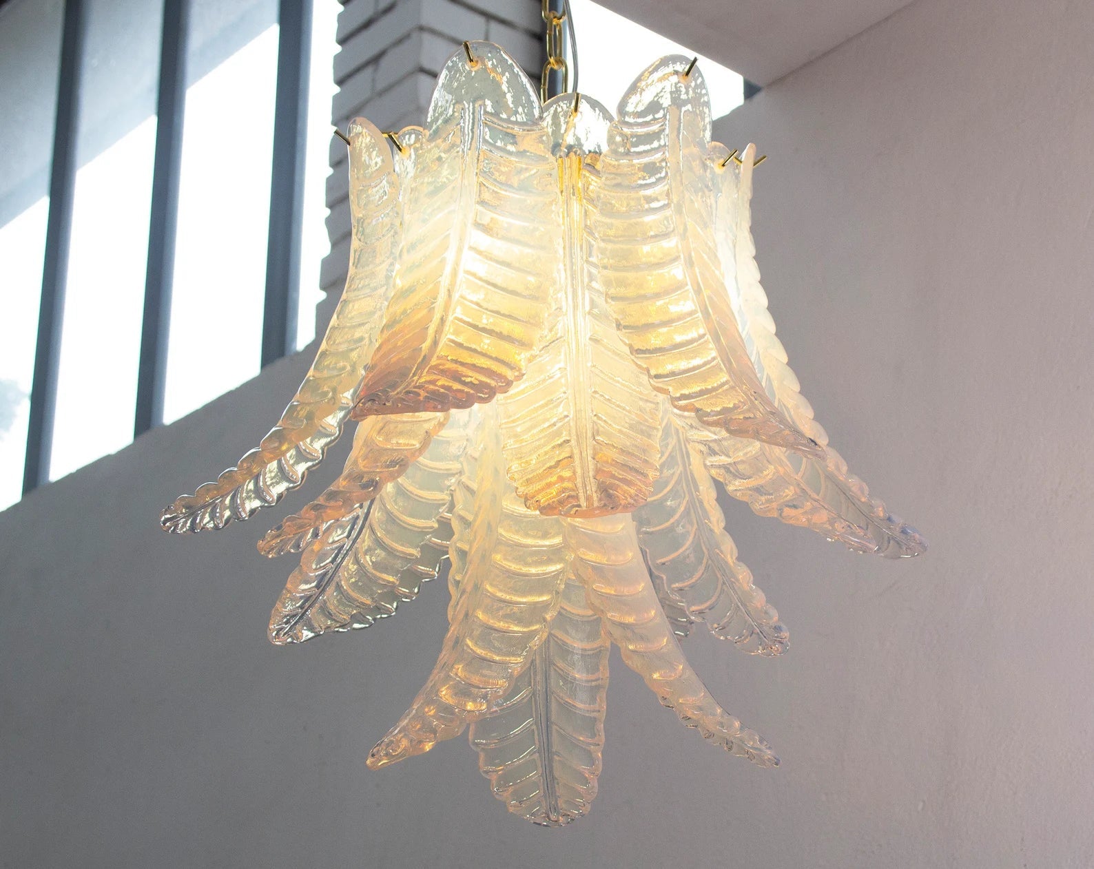 Murano Foglie Chandelier Ø50 Opal