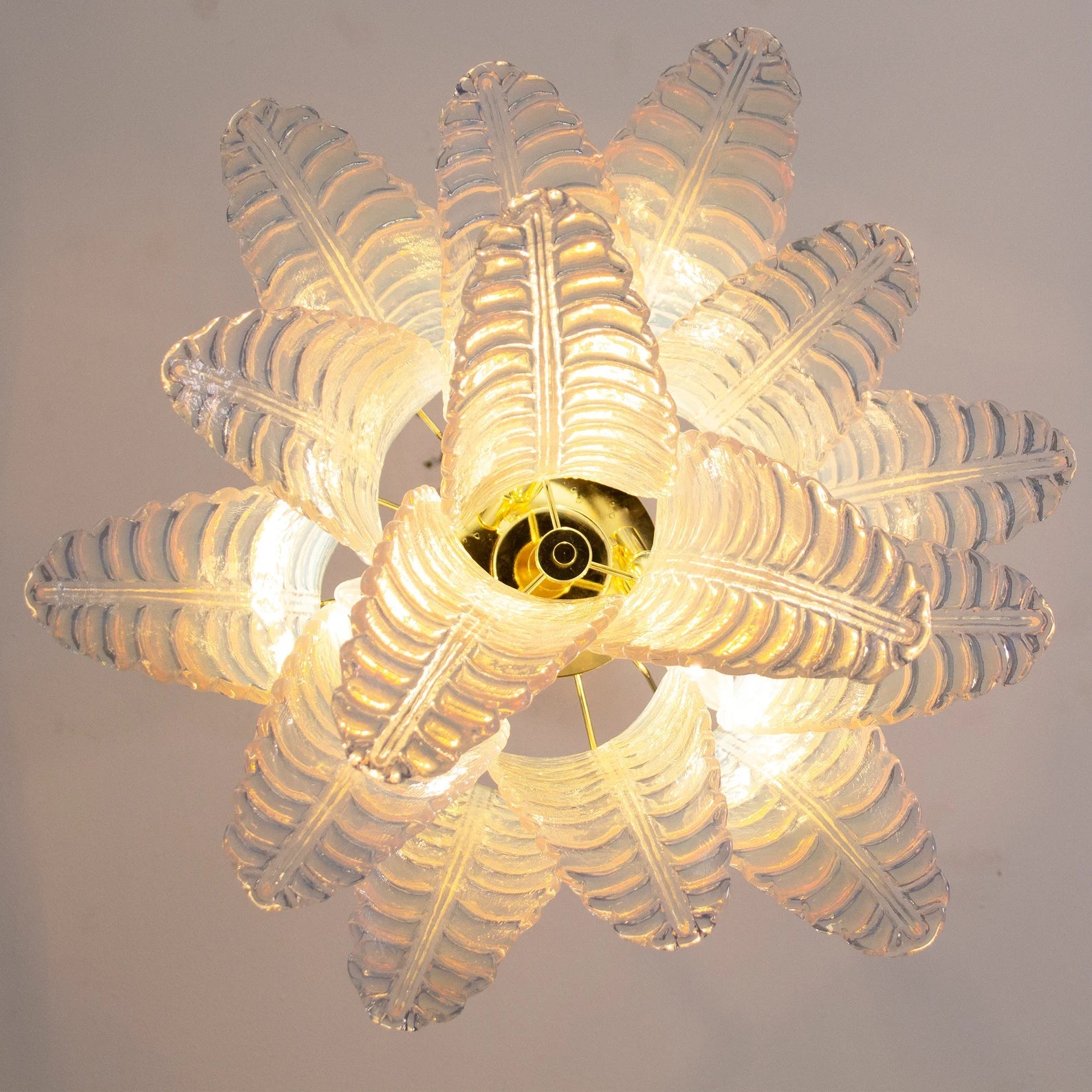 Murano Foglie Chandelier Ø50 Opal