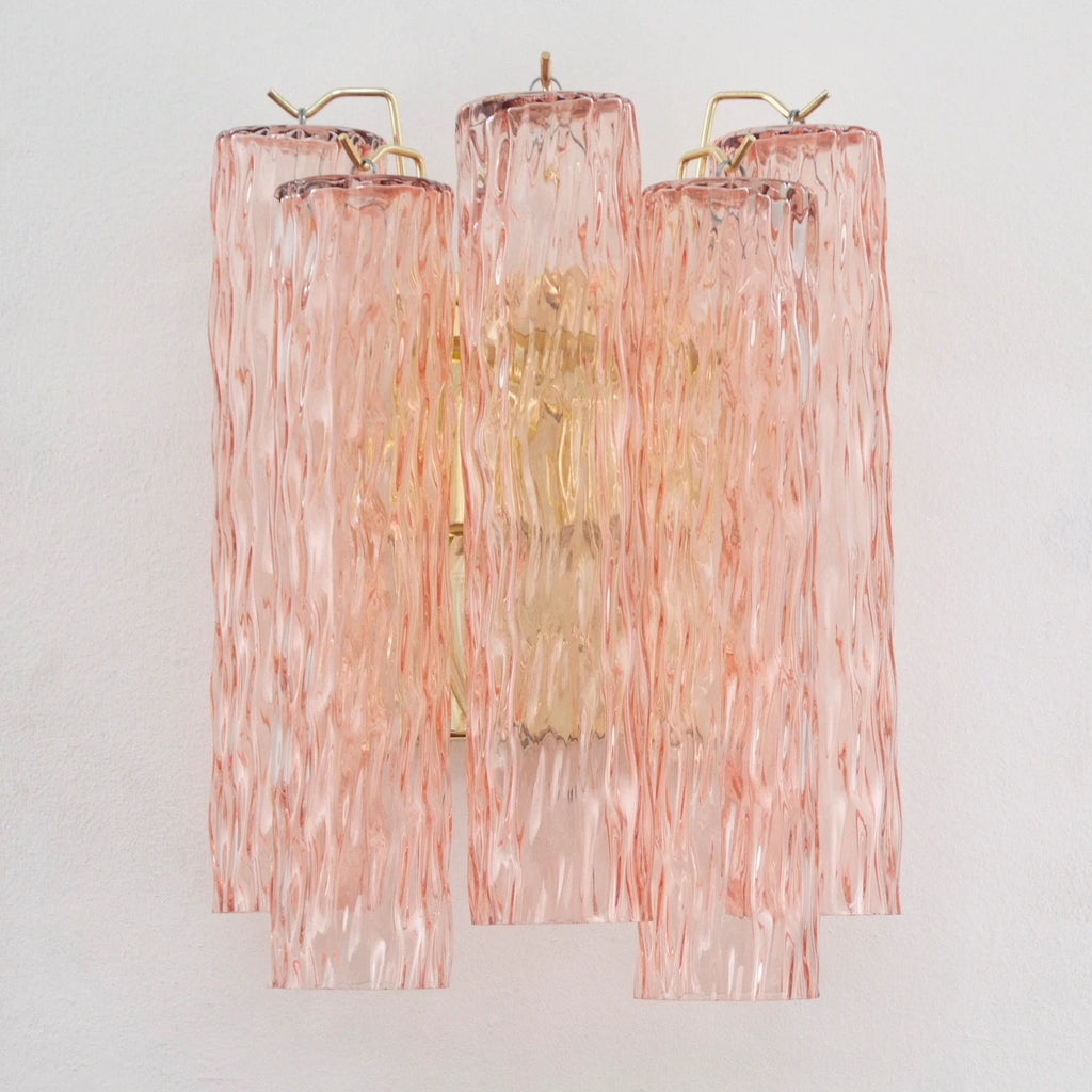 Murano Pink Tubi Wall Sconce – Set of 2