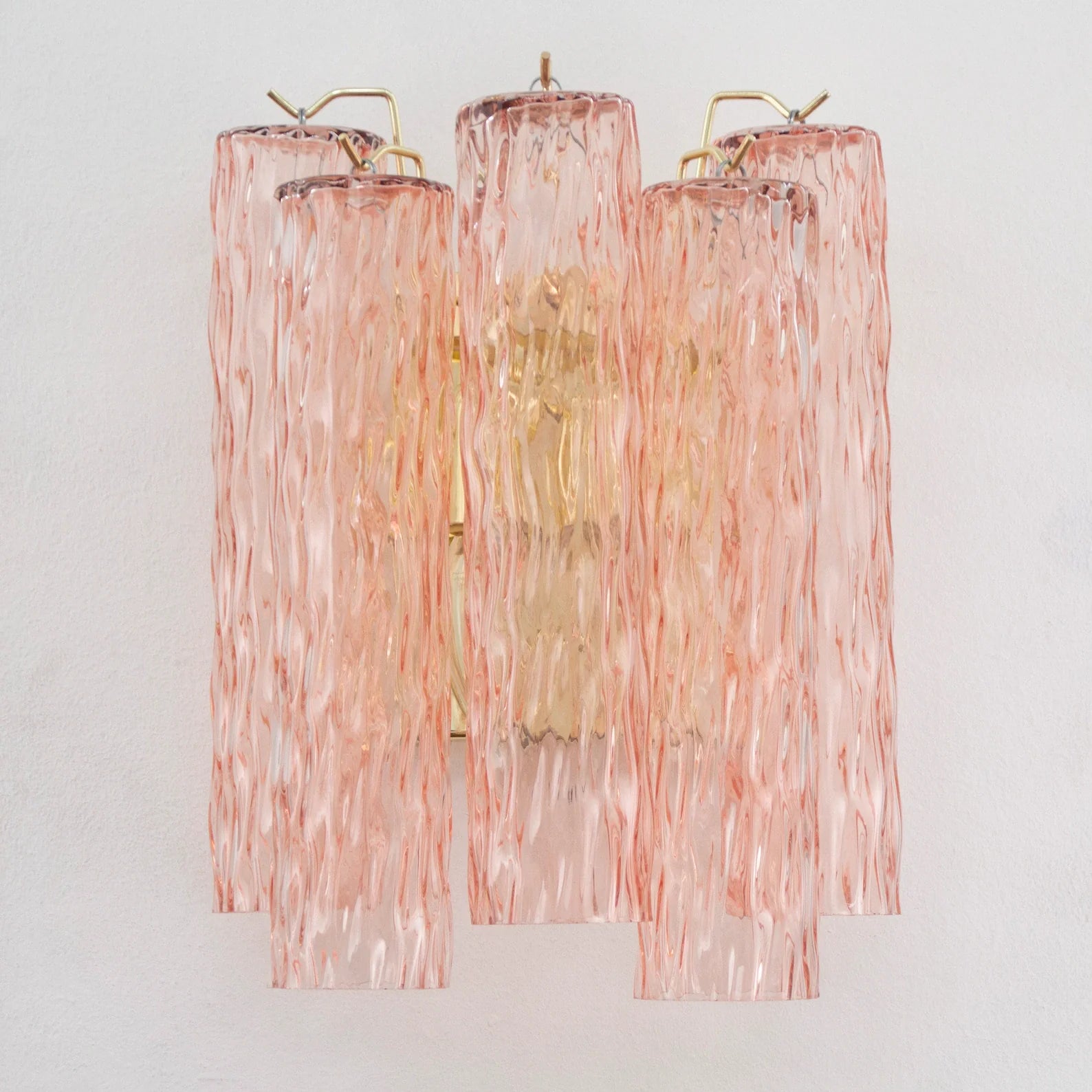Murano Pink Tubi Wall Sconce – Set of 2