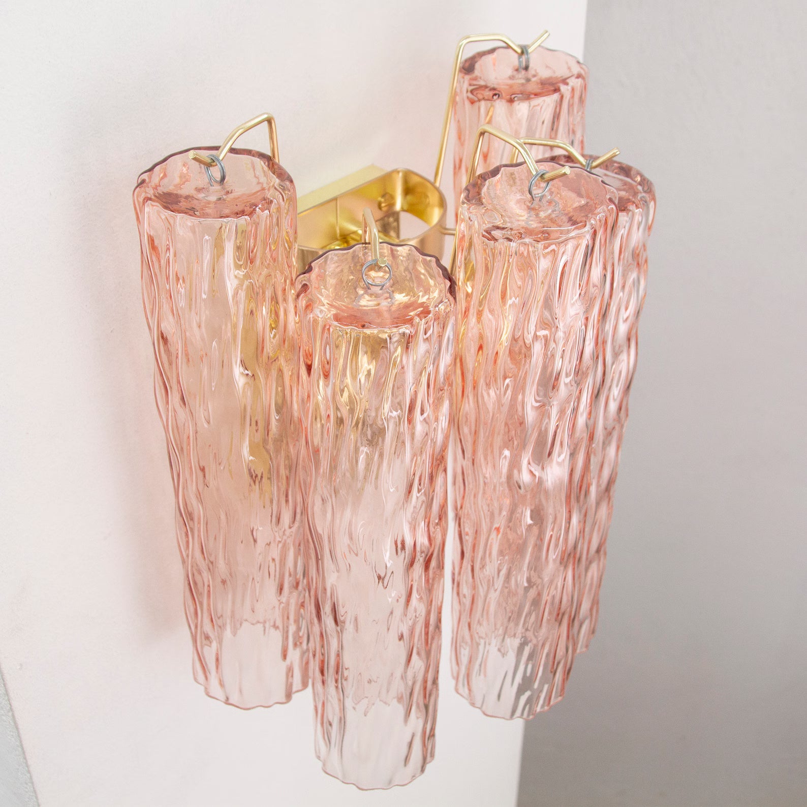 Murano Pink Tubi Wall Sconce – Set of 2