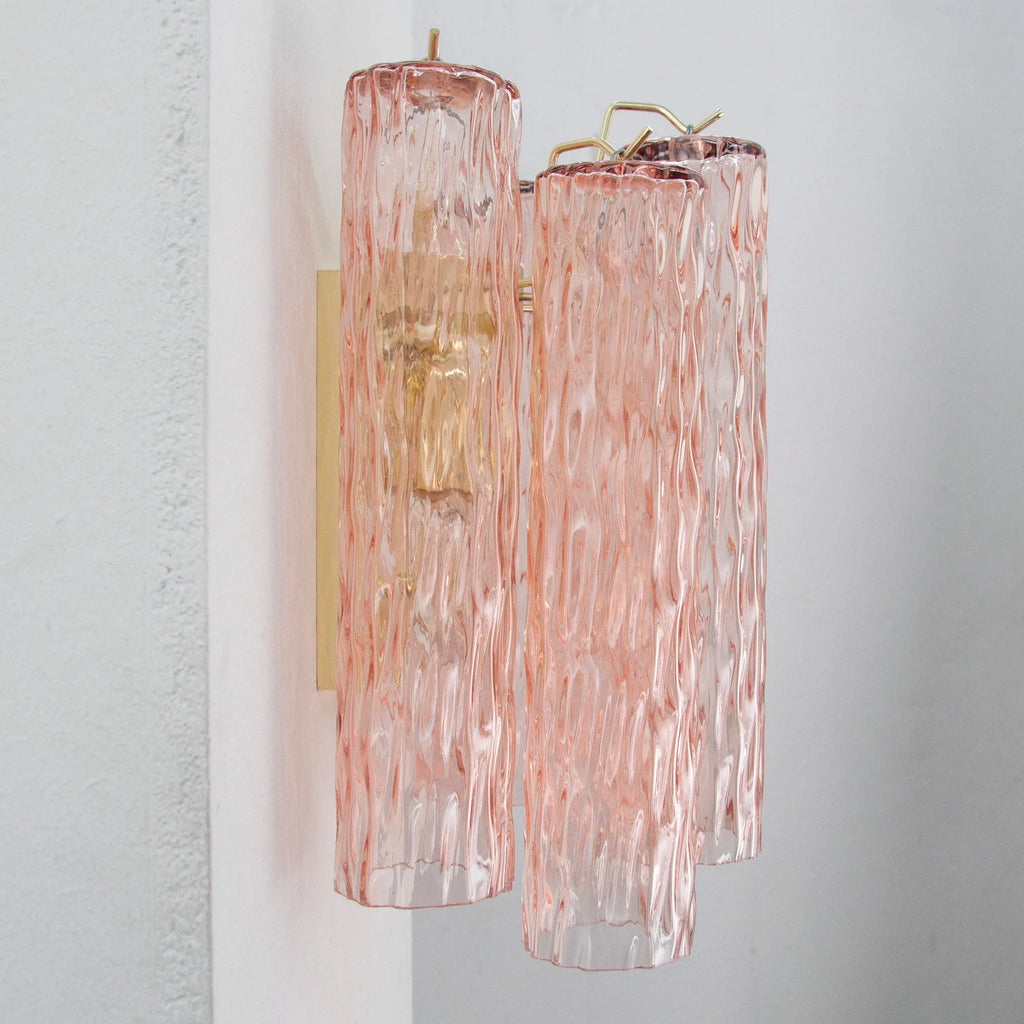 Murano Pink Tubi Wall Sconce – Set of 2