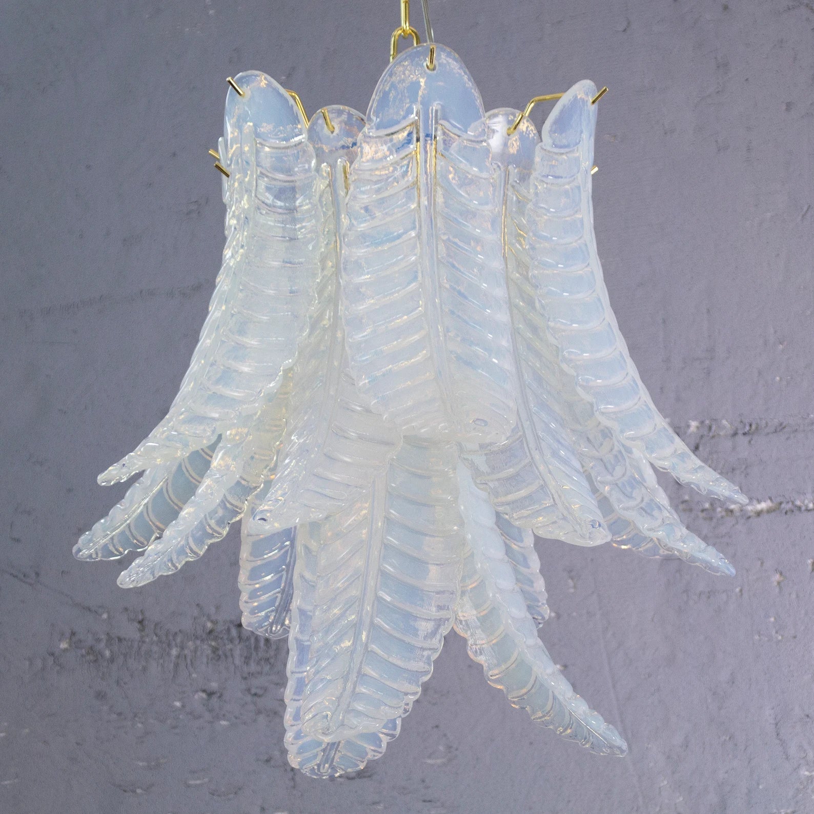 Murano Foglie Chandelier Ø50 Opal