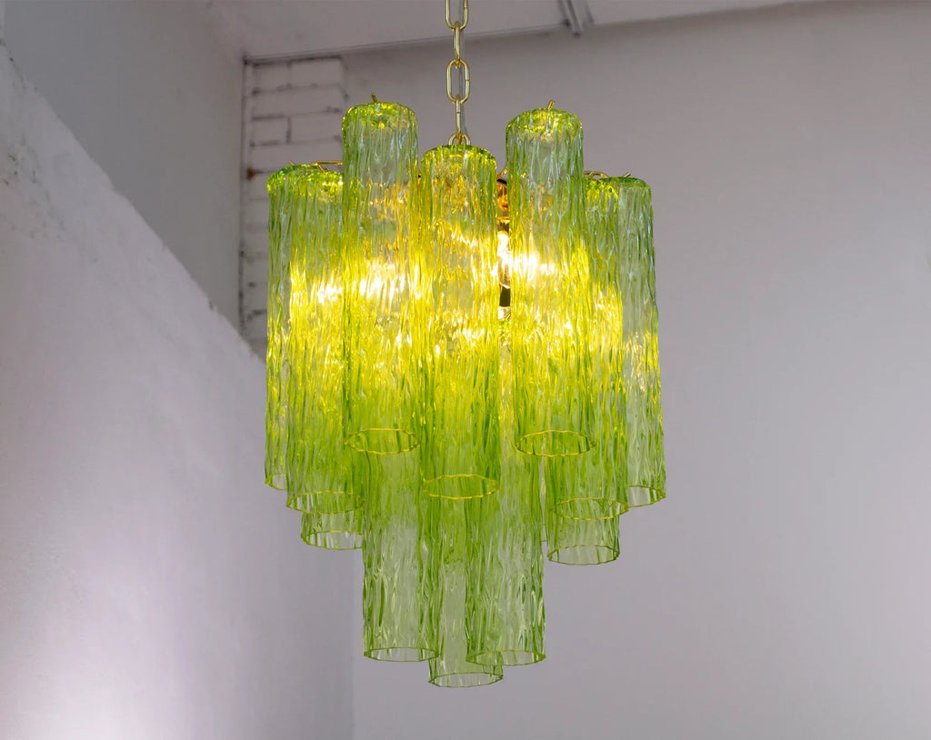 Murano Apple Green Tubes Chandelier Ø40