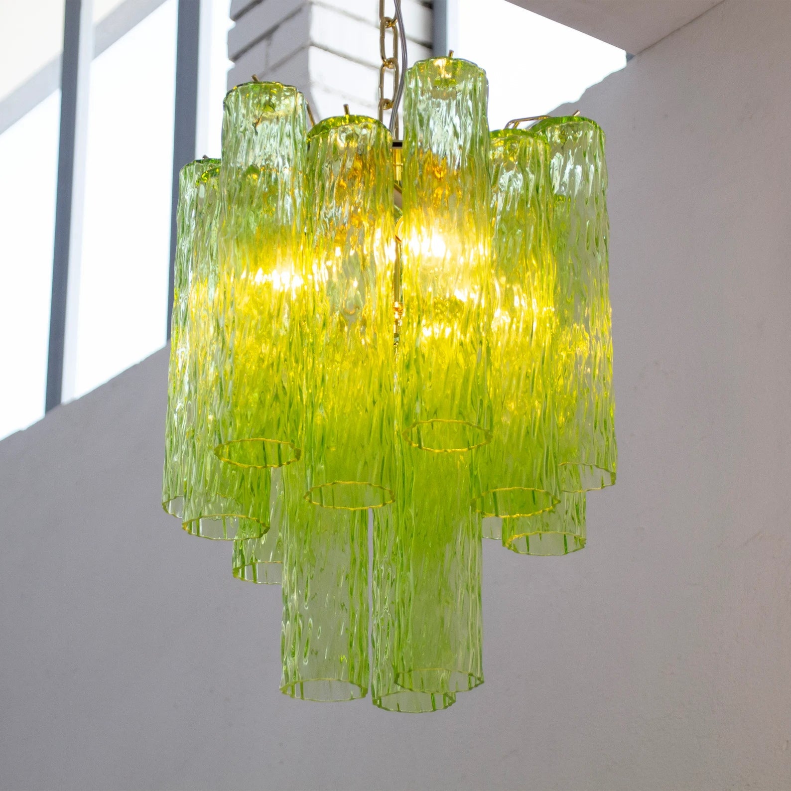 Murano Apple Green Tubes Chandelier Ø40
