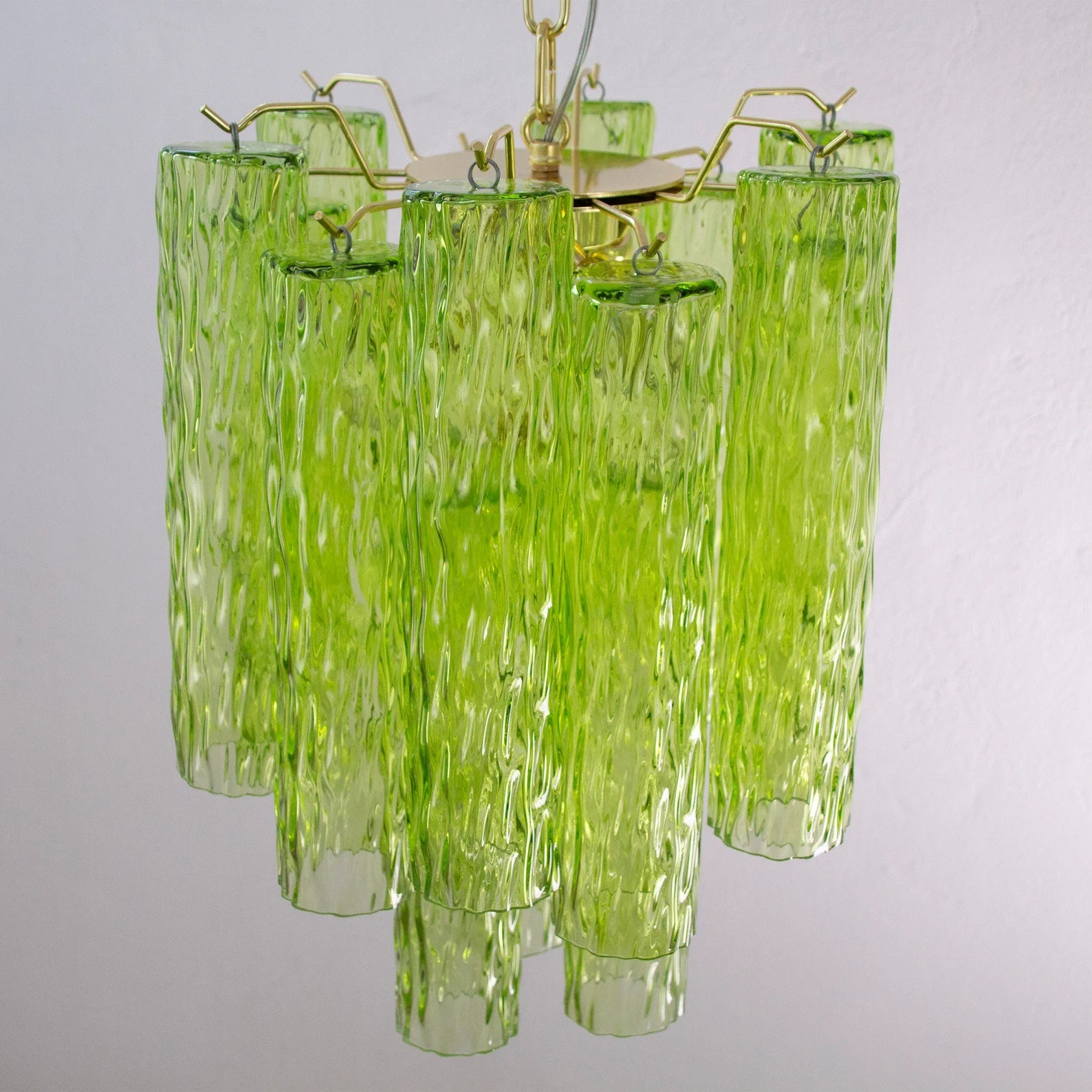 Murano Apple Green Tubes Chandelier Ø40